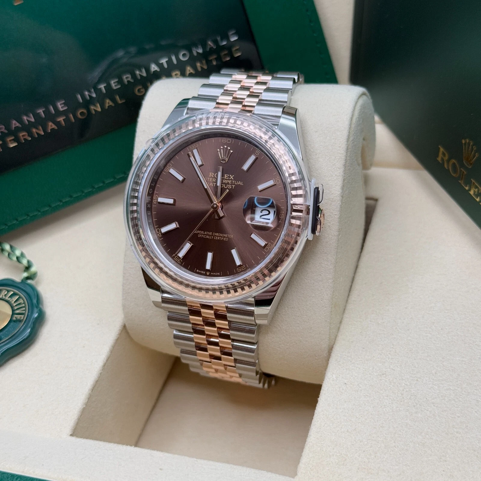 RLX Datejust 41mm 126331 Chocolate Index Jubilee Steel and Everose Gold Watch - LITELUX