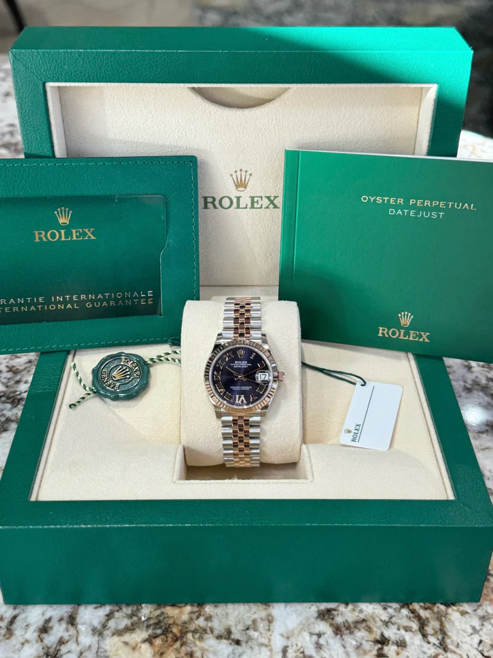 RLX Datejust m278271-0019/0020 Aubergine 31mm Dial Oyster Bracelet Watch - LITELUX