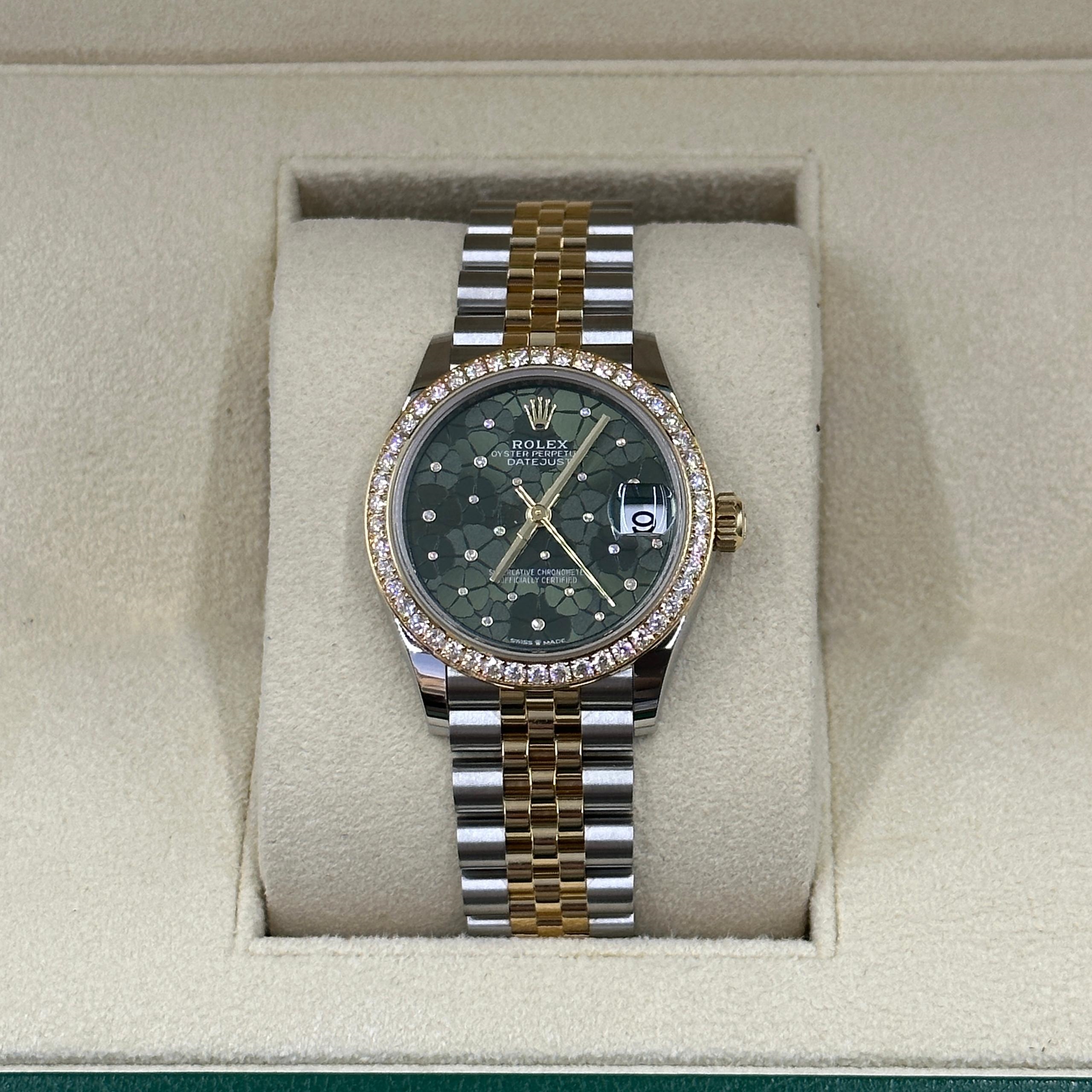 RLX Datejust m278383-0031/0032 31mm Green Floral Dial Oyster Bracelet - LITELUX