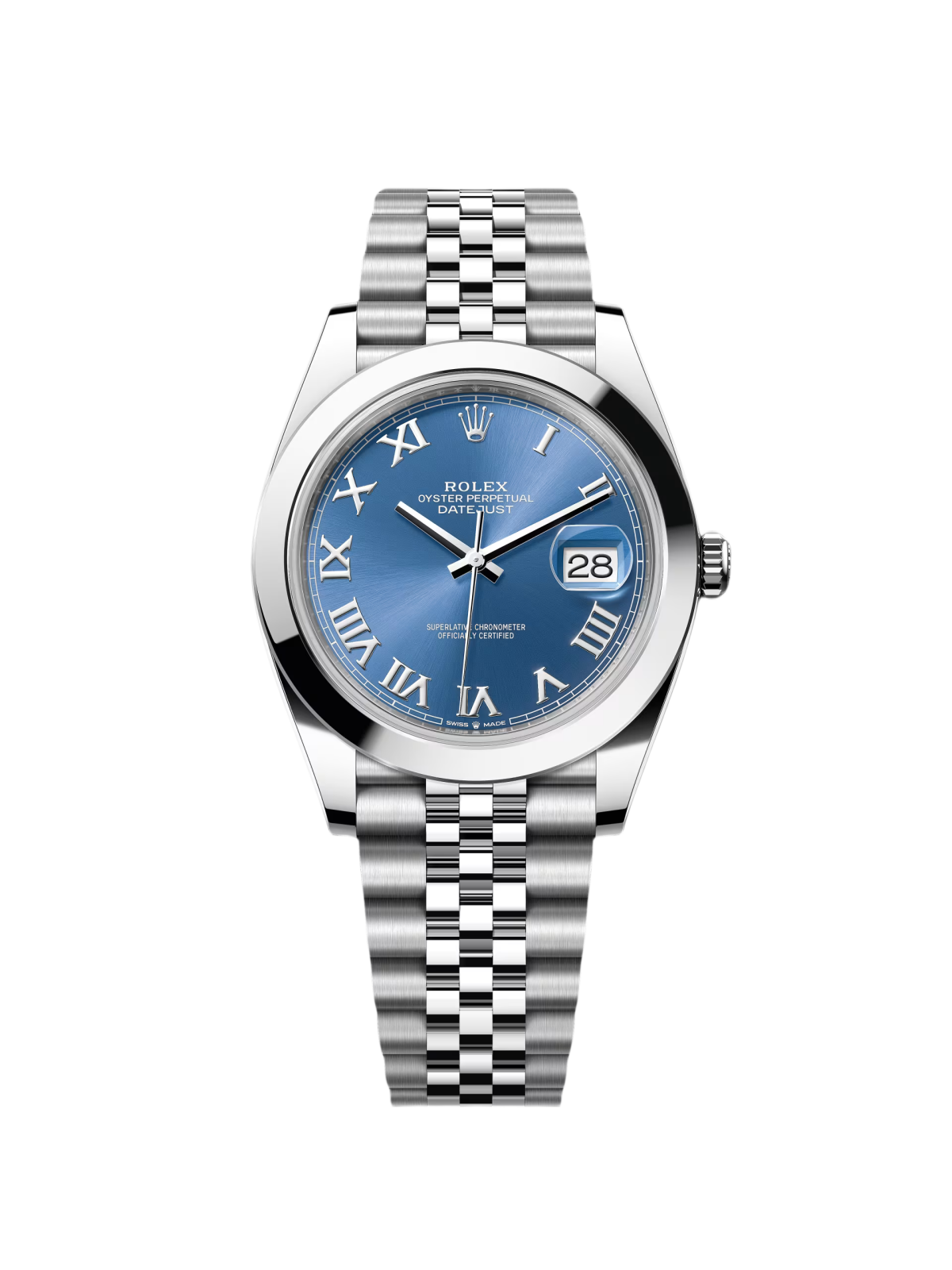 RLX Datejust 41mm 126300 Blue Roman Oyster Stainless Steel Watch - LITELUX