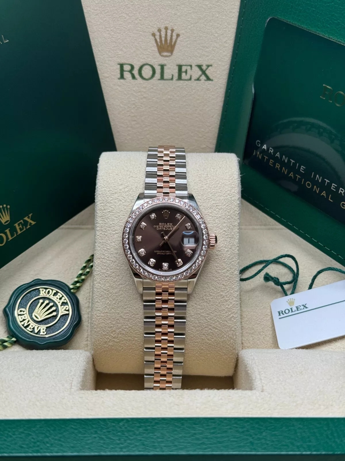 RLX Lady-Datejust 28mm 279381RBR Chocolate Diamond Dial Oyster Bracelet - LITELUX