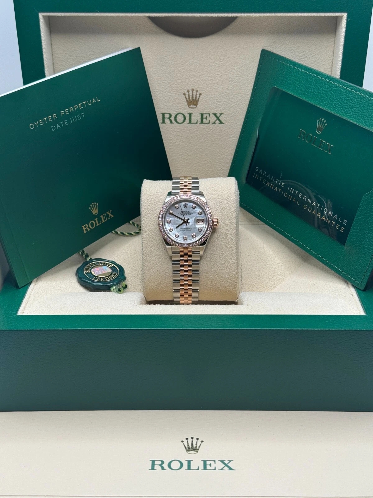 RLX Lady-Datejust 28mm 279381RBR Mother-of-Pearl Diamond Dial Oyster Bracelet - LITELUX