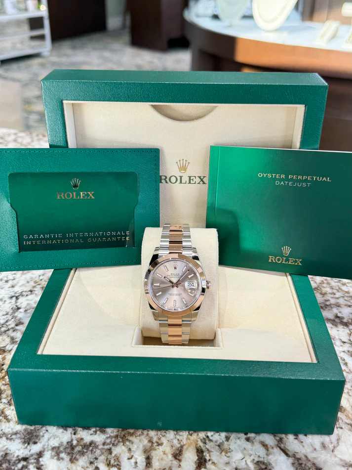 RLX Datejust 41mm 126301 Sundust Index Oyster Steel and Everose Gold Watch - LITELUX