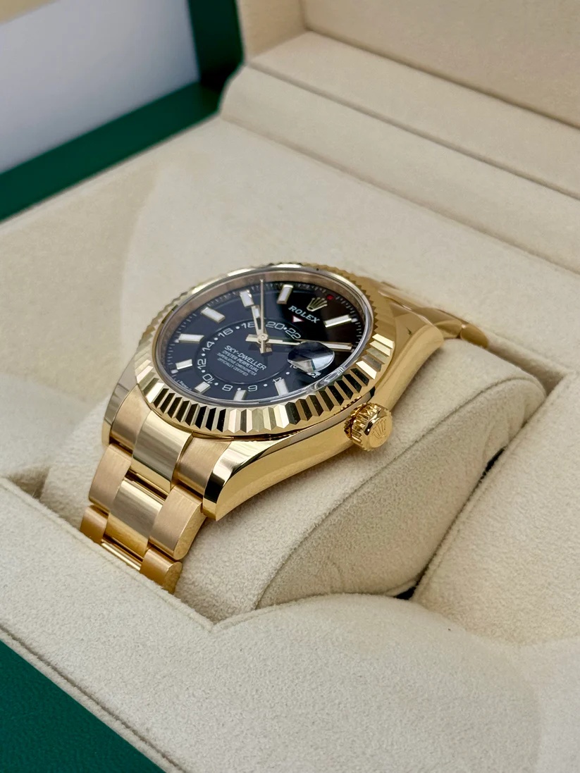 RLX Sky-Dweller 42mm 336938-0002 Yellow Gold Black Dial Oyster - LITELUX