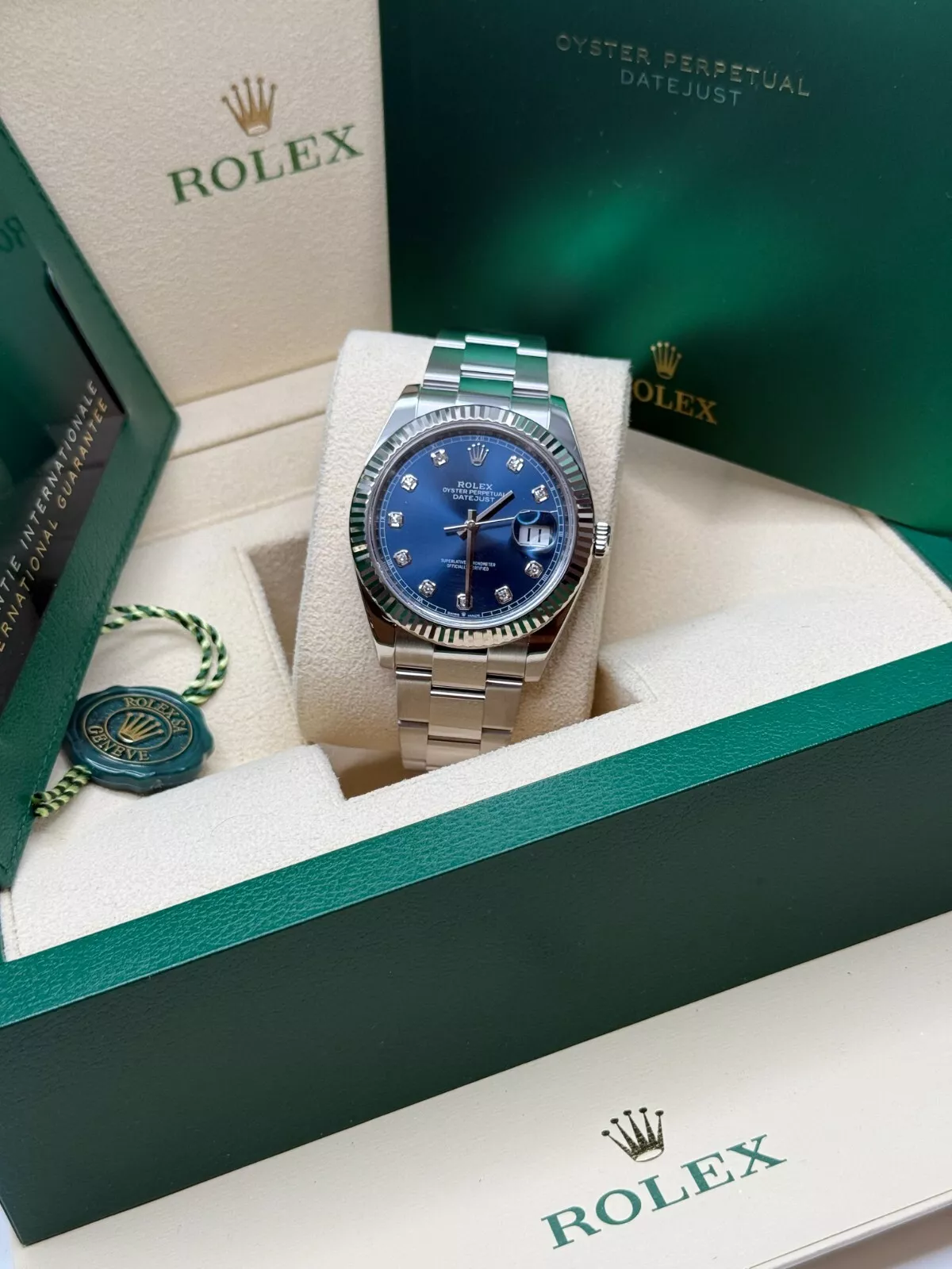 RLX Datejust 41mm 126334 Blue Diamond Oyster Stainless Steel Mens Watch - LITELUX