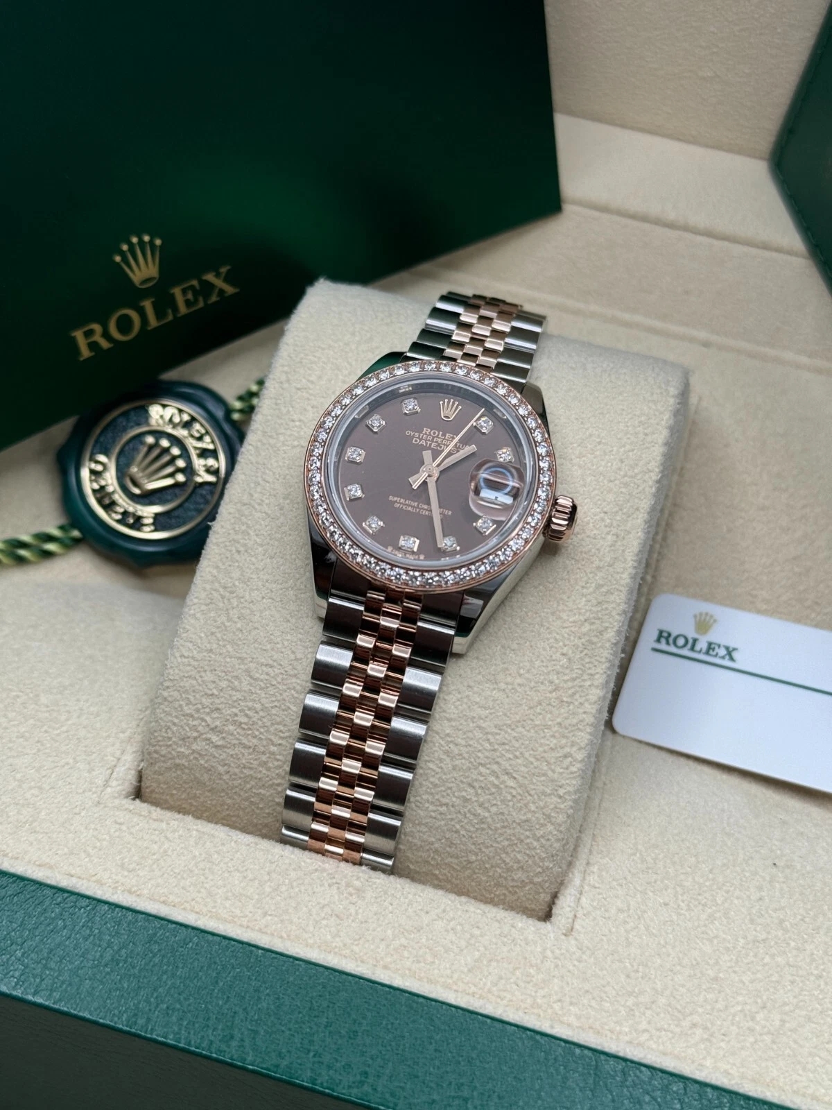 RLX Lady-Datejust 28mm 279381RBR Chocolate Diamond Dial Oyster Bracelet - LITELUX