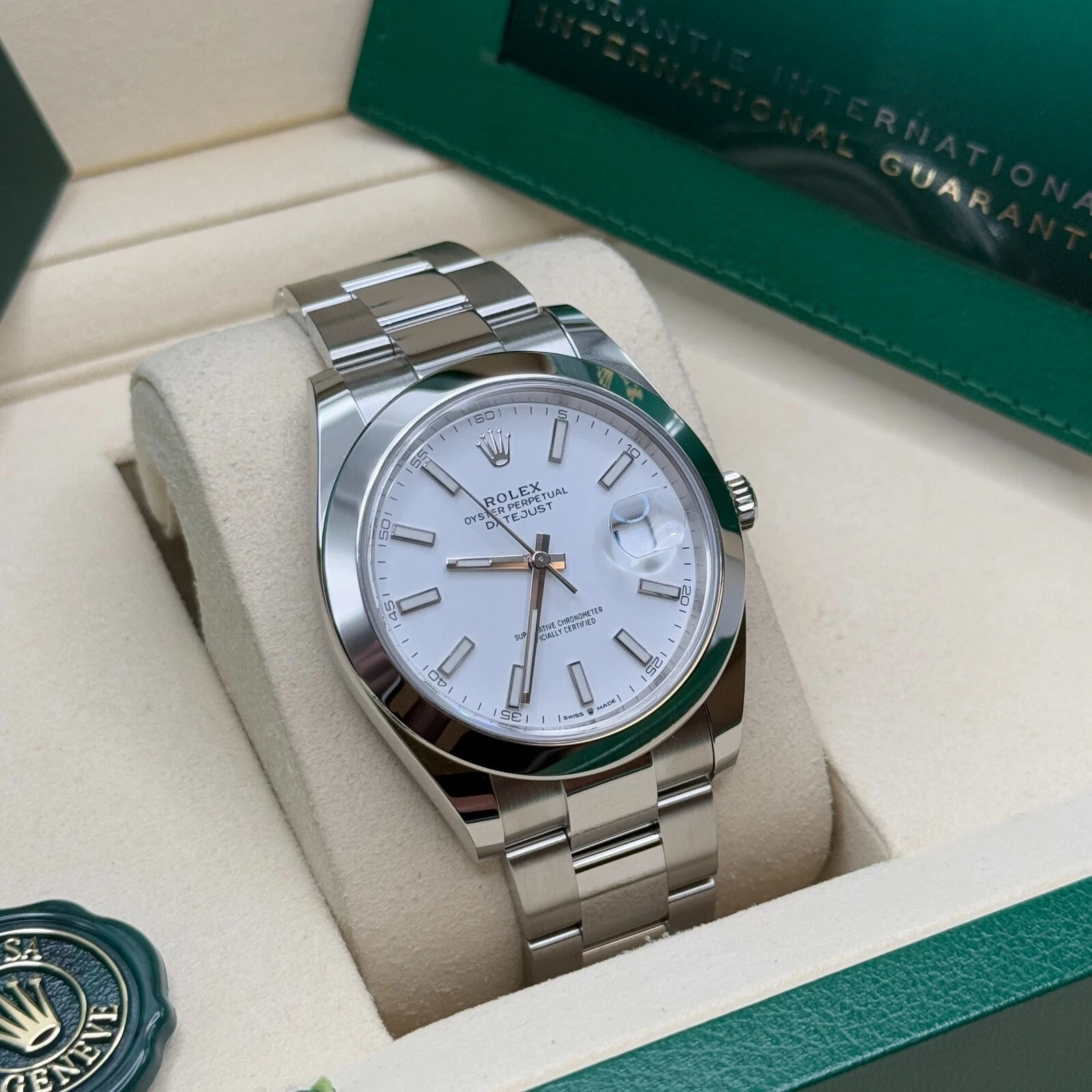 RLX Datejust 41mm 126300 White Index Oyster Stainless Steel Watch - LITELUX