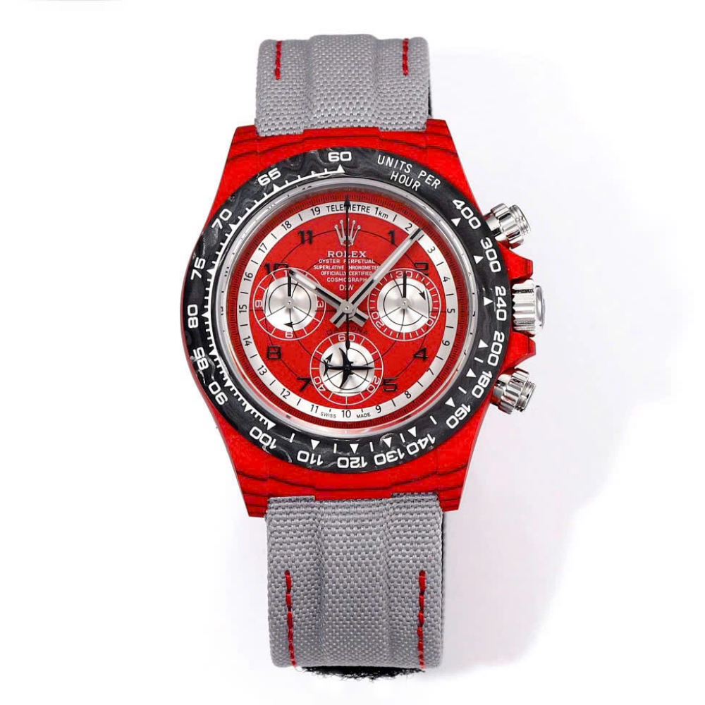 12A(Swiss movement)Rolex Cosmograph Daytona DIW Carbon AVIA Red 40mm Replica 1:1 – Top Quality Version - LITELUX