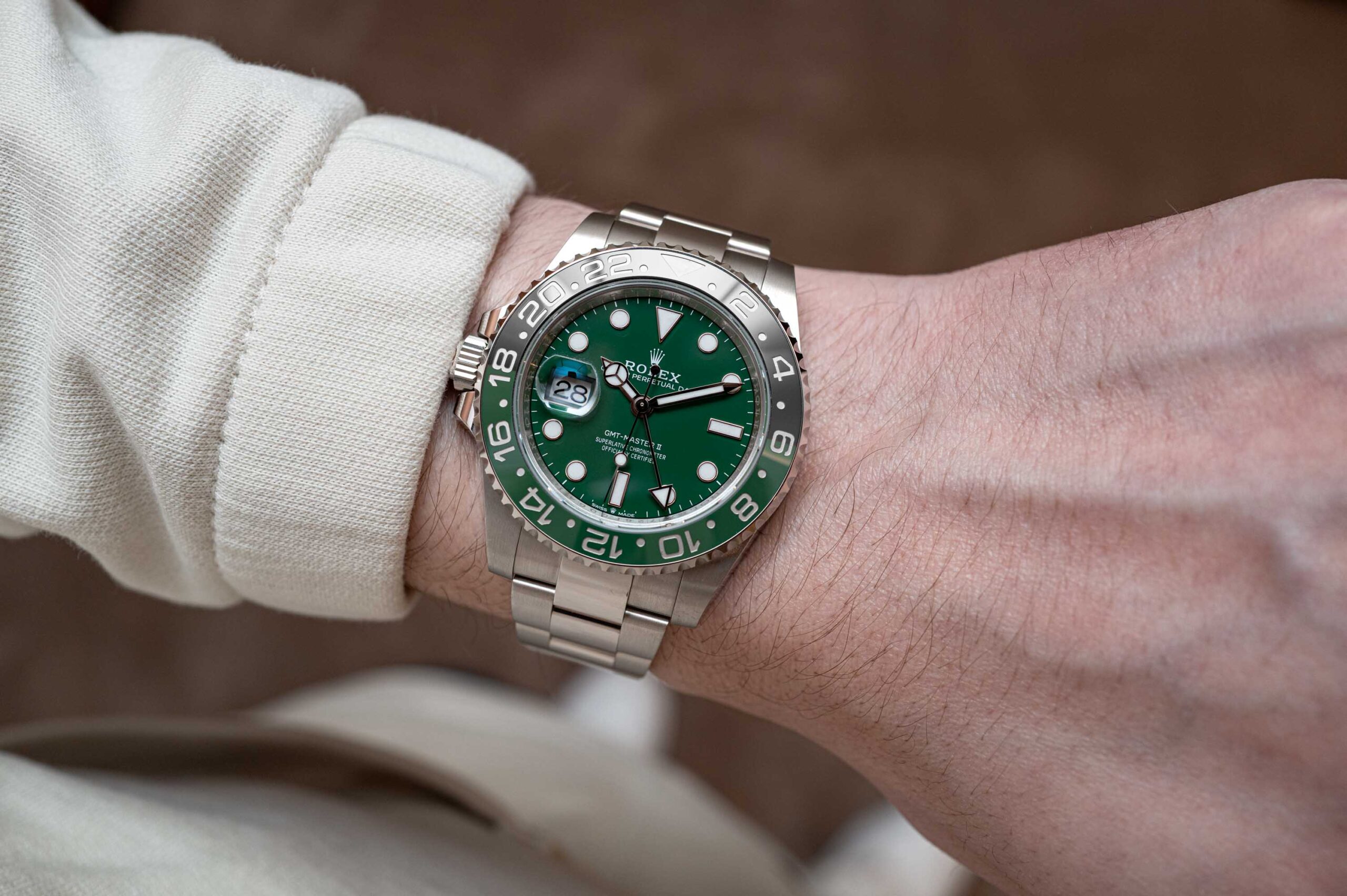 Rolex GMT-Master II 40mm 126729VTNR-0001 Green Dial White Gold Oyster Bracelet - LITELUX