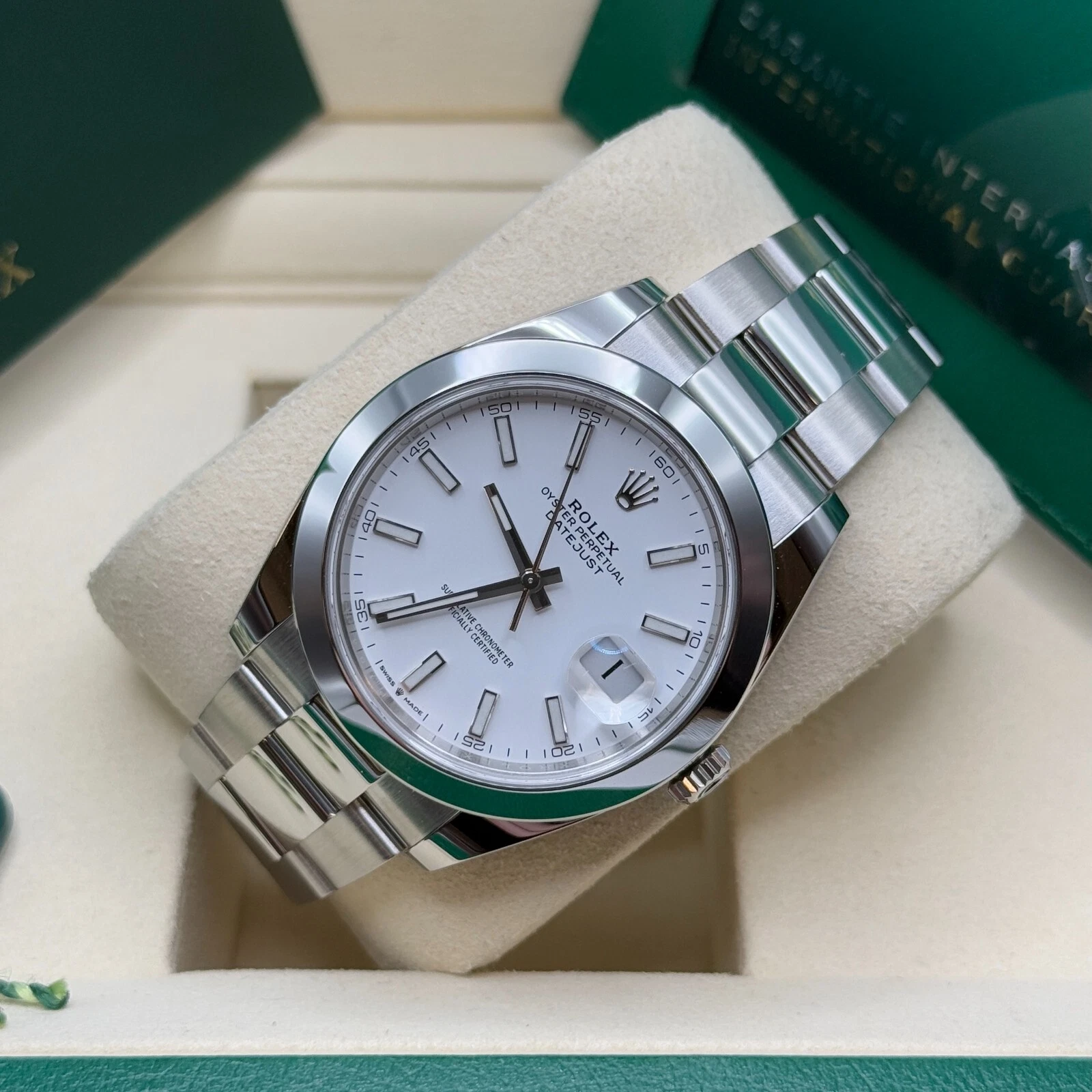 RLX Datejust 41mm 126300 White Index Oyster Stainless Steel Watch - LITELUX