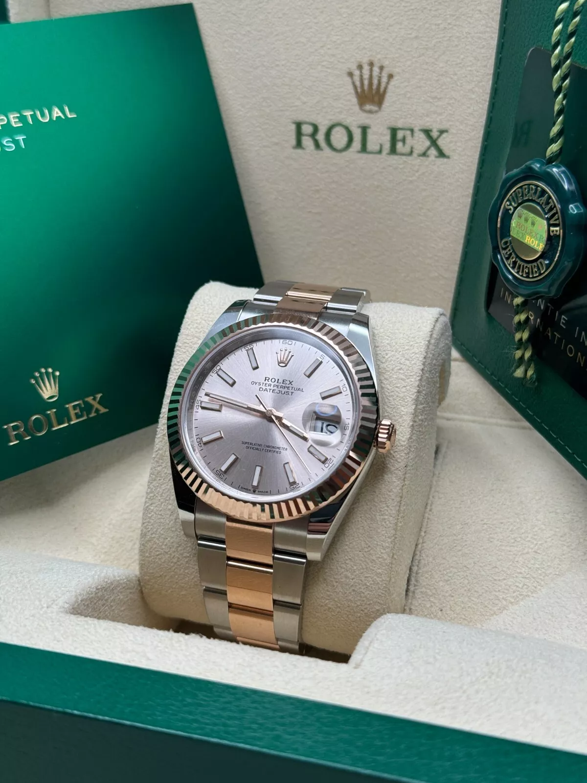 RLX Datejust 41mm 126331 Sundust Index Oyster Steel and Everose Gold Watch - LITELUX