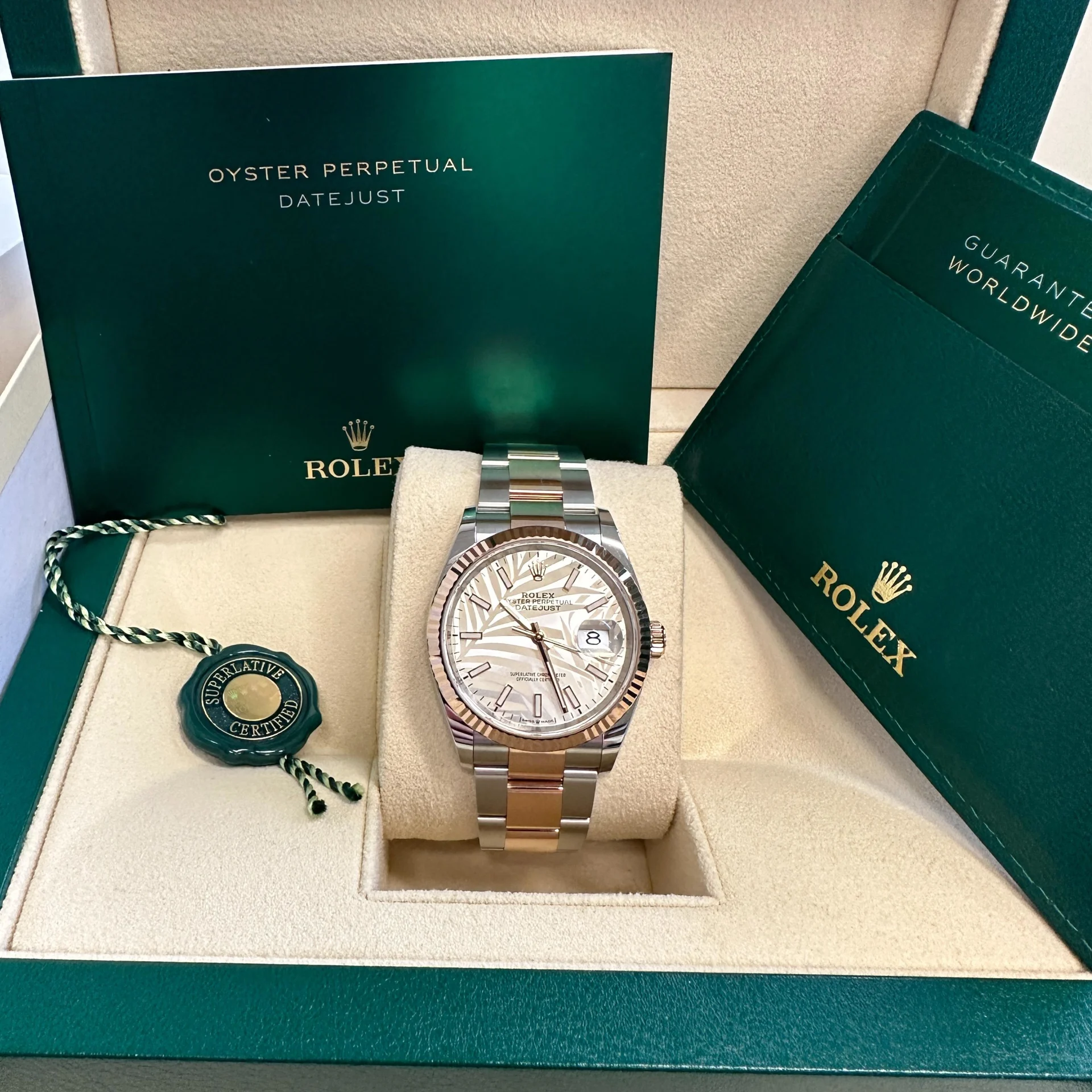 RLX Datejust 36mm 126231 Silver Palm Motif Dial Oyster Bracelet - LITELUX