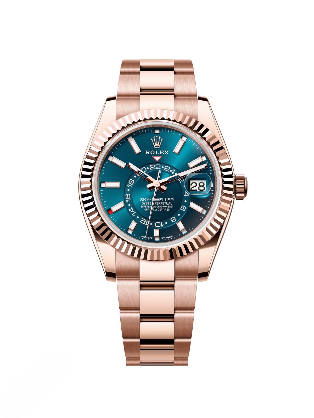 RLX Sky-Dweller 42mm 336935-0001 Rose Gold Blue Dial Oyster - LITELUX