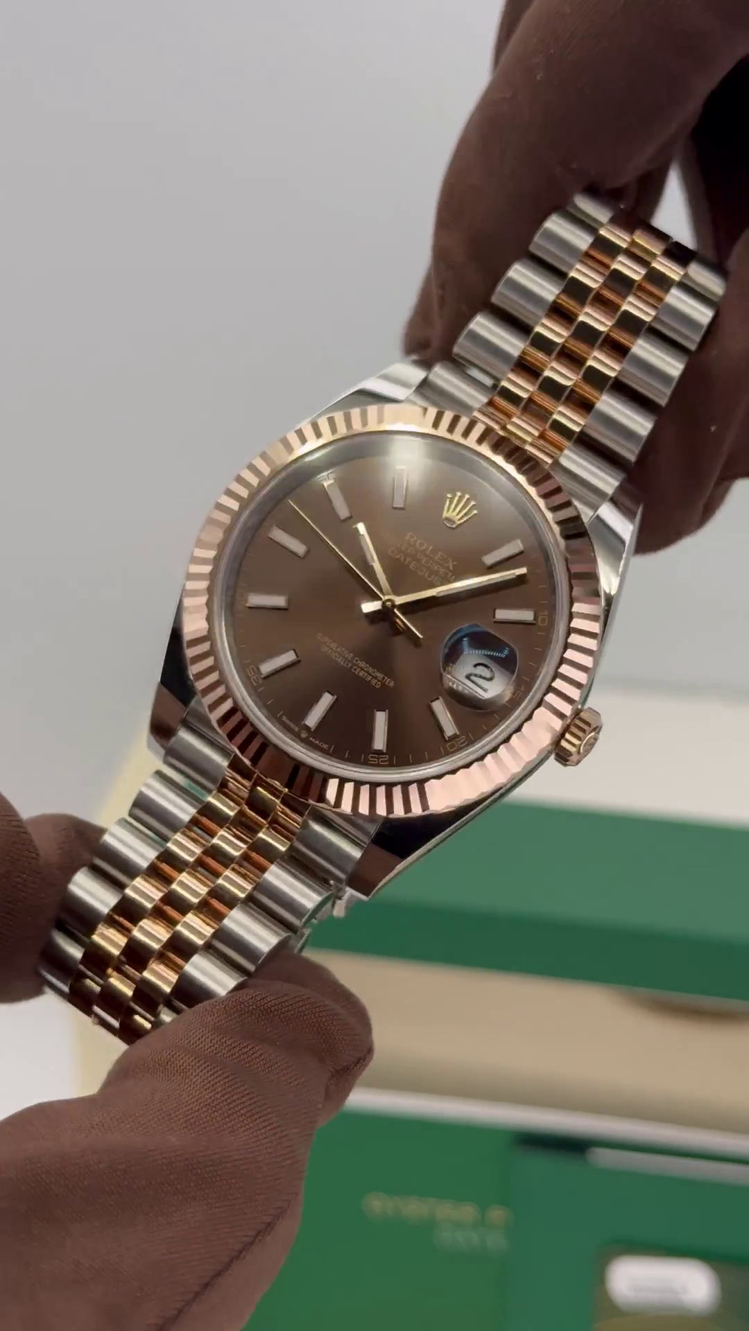 RLX Datejust 41mm 126331 Chocolate Index Jubilee Steel and Everose Gold Watch - LITELUX