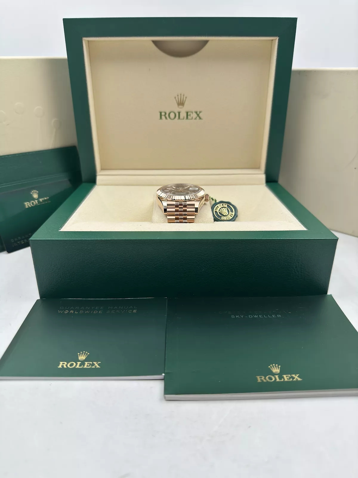 RLX Sky-Dweller 42mm 336935-0008 Rose Gold Rhodium Dial Oyster - LITELUX