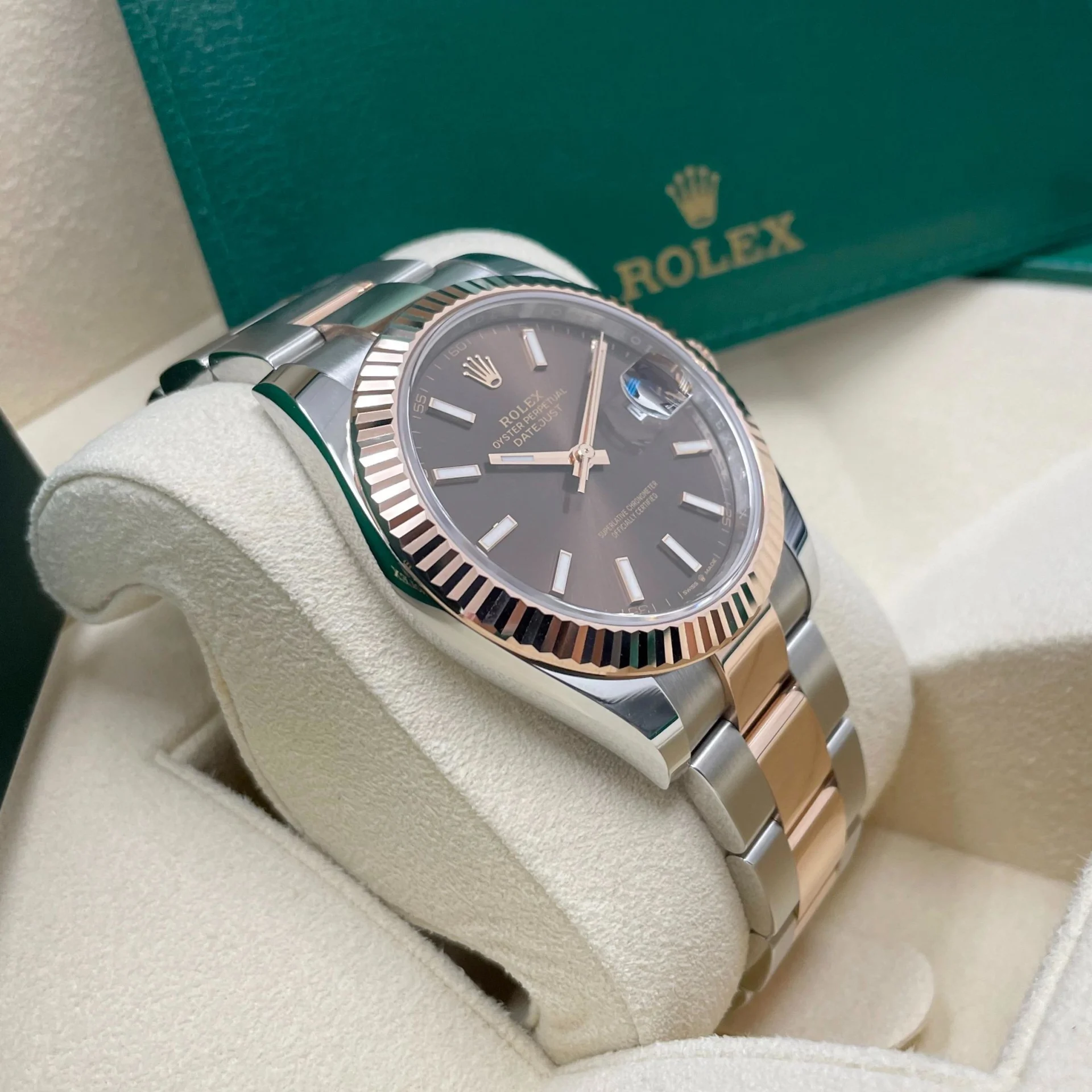 RLX Datejust 41mm 126331 Chocolate Index Jubilee Steel and Everose Gold Watch - LITELUX