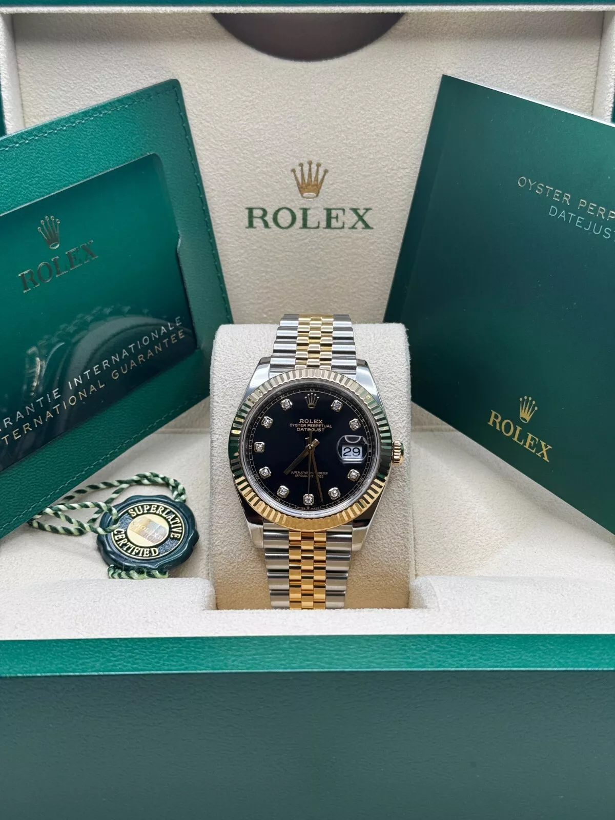 RLX Datejust 41mm 126333 Black Diamond Jubilee Steel and Yellow Gold Men’s Watch - LITELUX