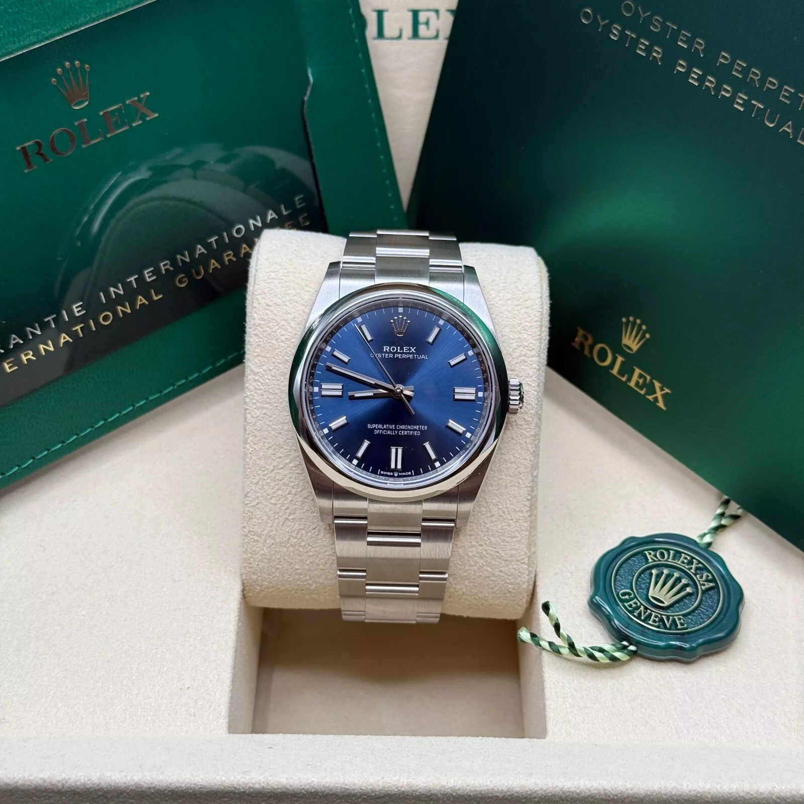RLX Oyster Perpetual 36mm 126000-0015 Blue Dial Stainless Steel Oyster Bracelet - LITELUX