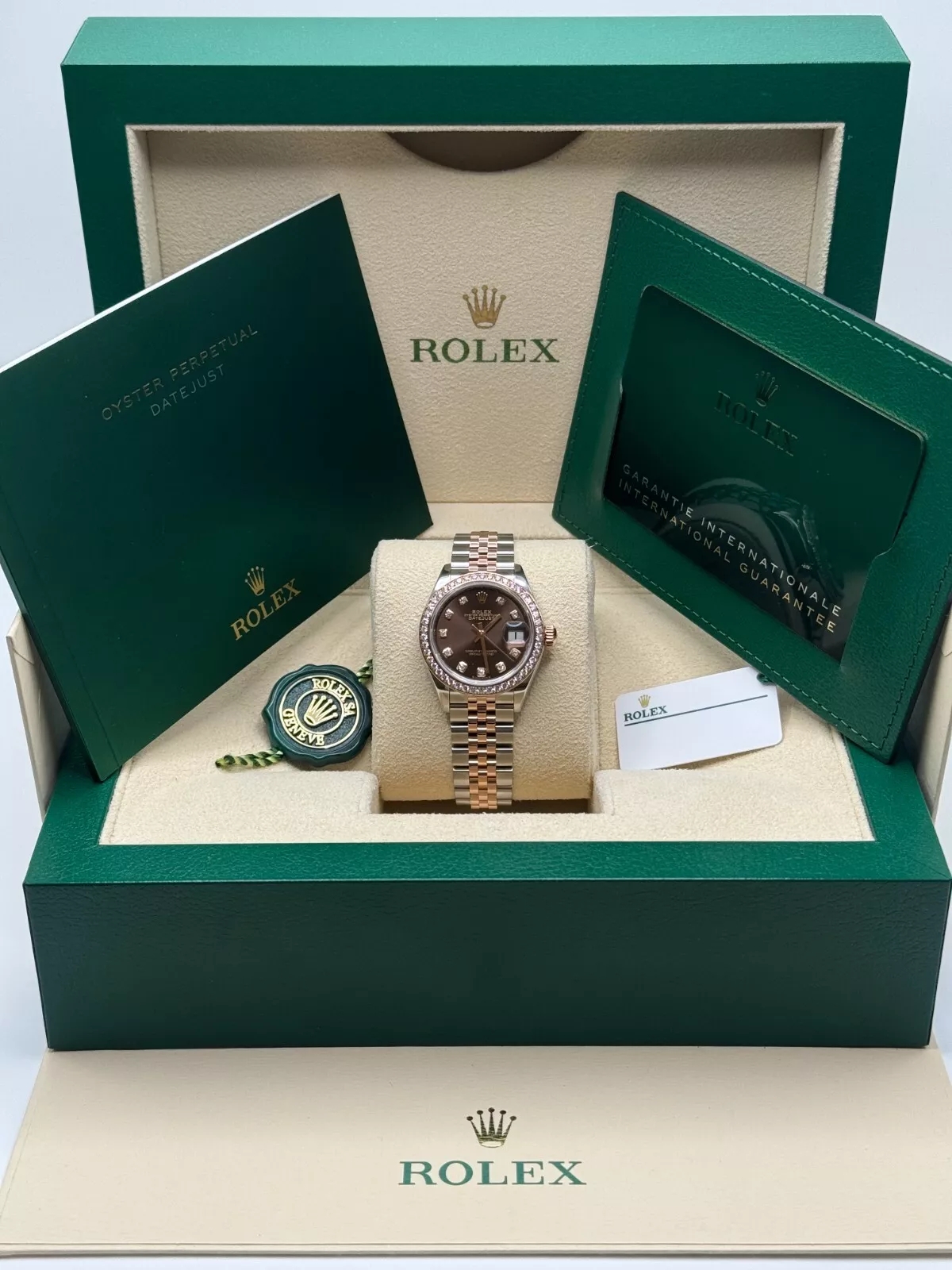 RLX Lady-Datejust 28mm 279381RBR Chocolate Diamond Dial Oyster Bracelet - LITELUX
