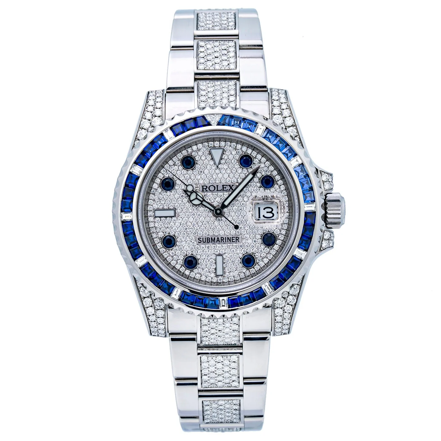 Rolex Submariner Date 116610 40MM Silver Diamond Dial With Stainless Steel Bracelet - LITELUX