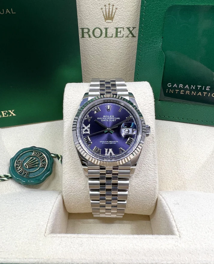 RLX Datejust 36mm 126234 Datejust Aubergine Purple Diamond Roman Oyster Stainless Steel - LITELUX