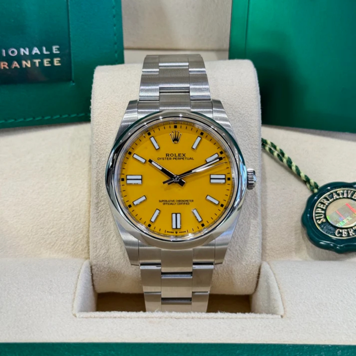 RLX Oyster Perpetual 36mm 126000-0004 Yellow Dial Stainless Steel Oyster Bracelet - LITELUX