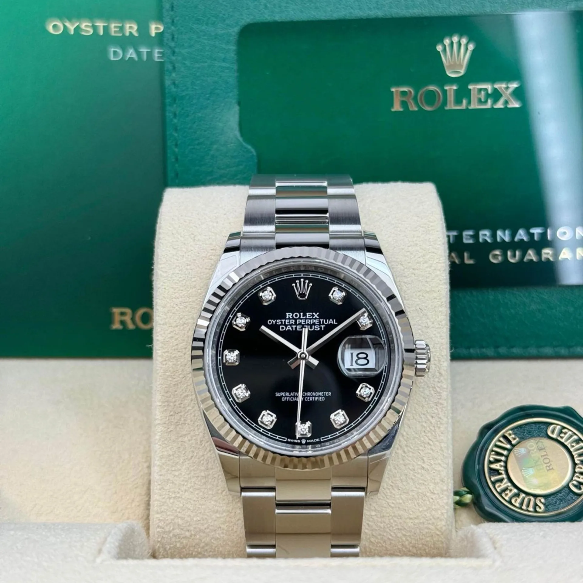 RLX Datejust 36mm 126234 Black Diamond Dial Stainless Steel Oyster Mens Watch - LITELUX