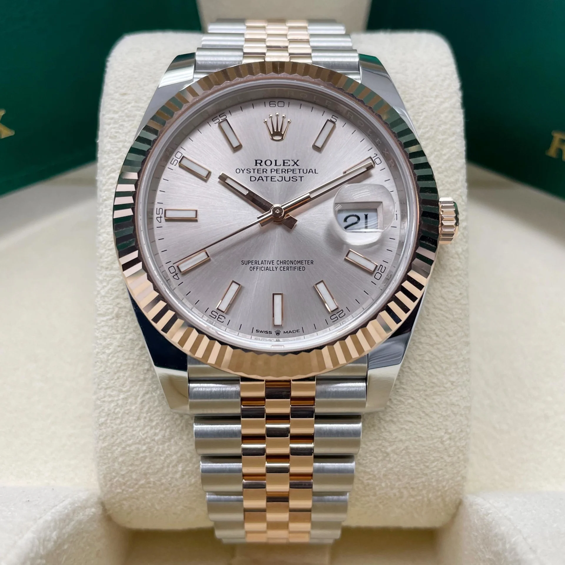 RLX Datejust 41mm 126331 Sundust Index Oyster Steel and Everose Gold Watch - LITELUX