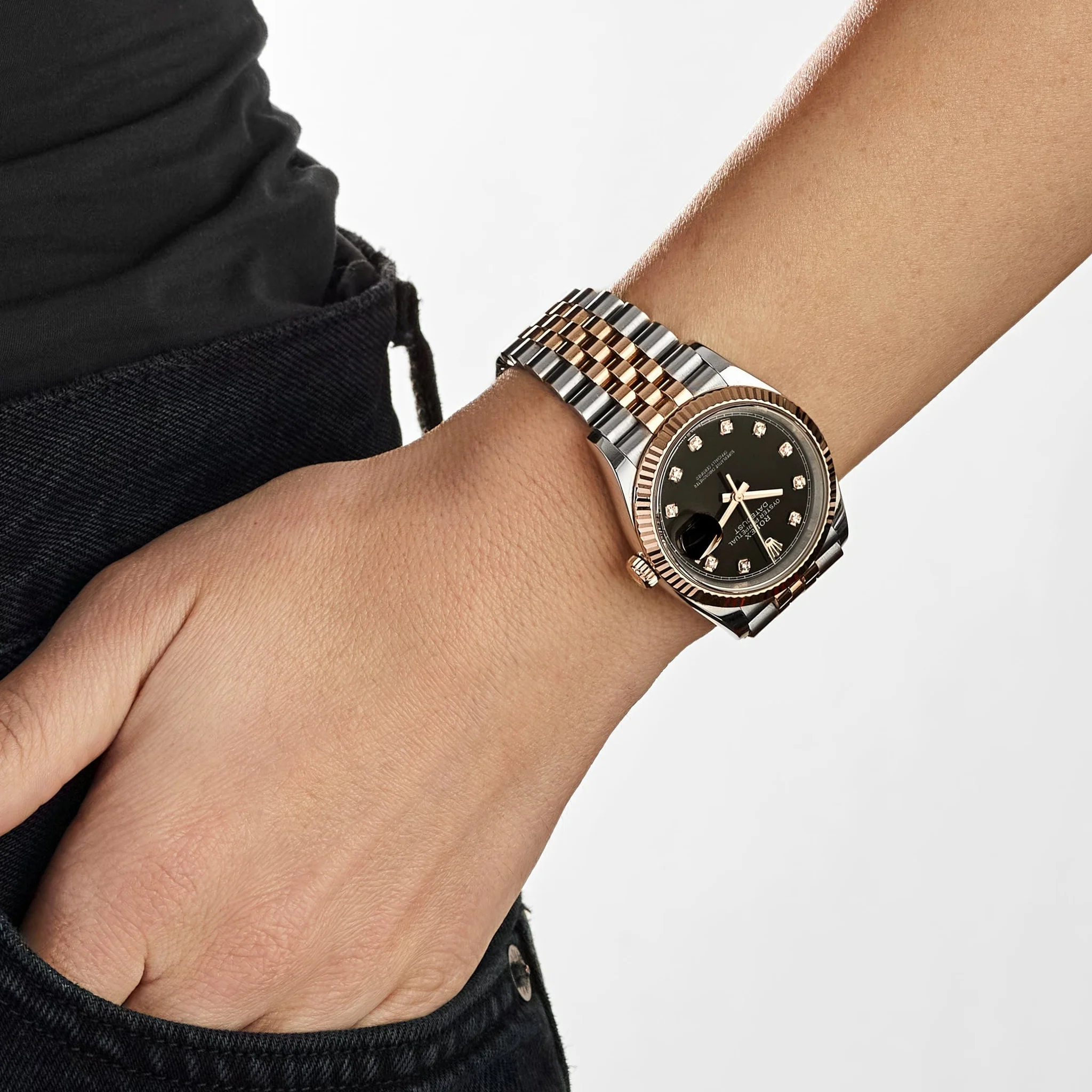 RLX Datejust 36mm 126201 Bright Black Dial Jubilee Bracelet Watch - LITELUX