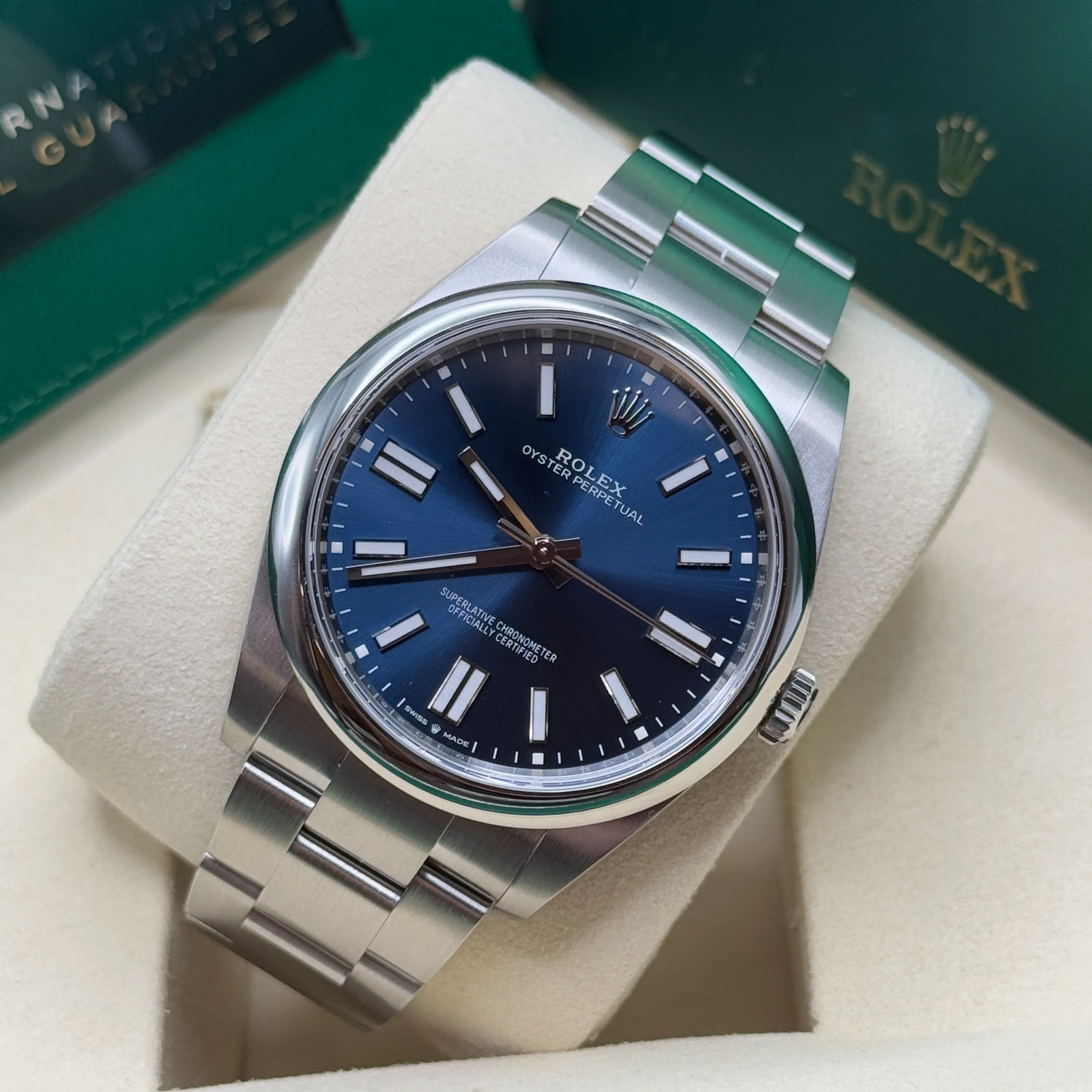 RLX Oyster Perpetual 41mm 124300-0003 Oyster Perpetual Stainless Steel Blue Index Dial Watch - LITELUX