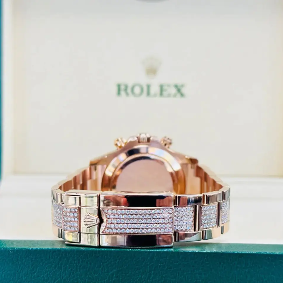 Diamond Rolex Cosmograph Daytona 116505 Custom Rainbow Diamond 18K Rose Gold 40mm - LITELUX