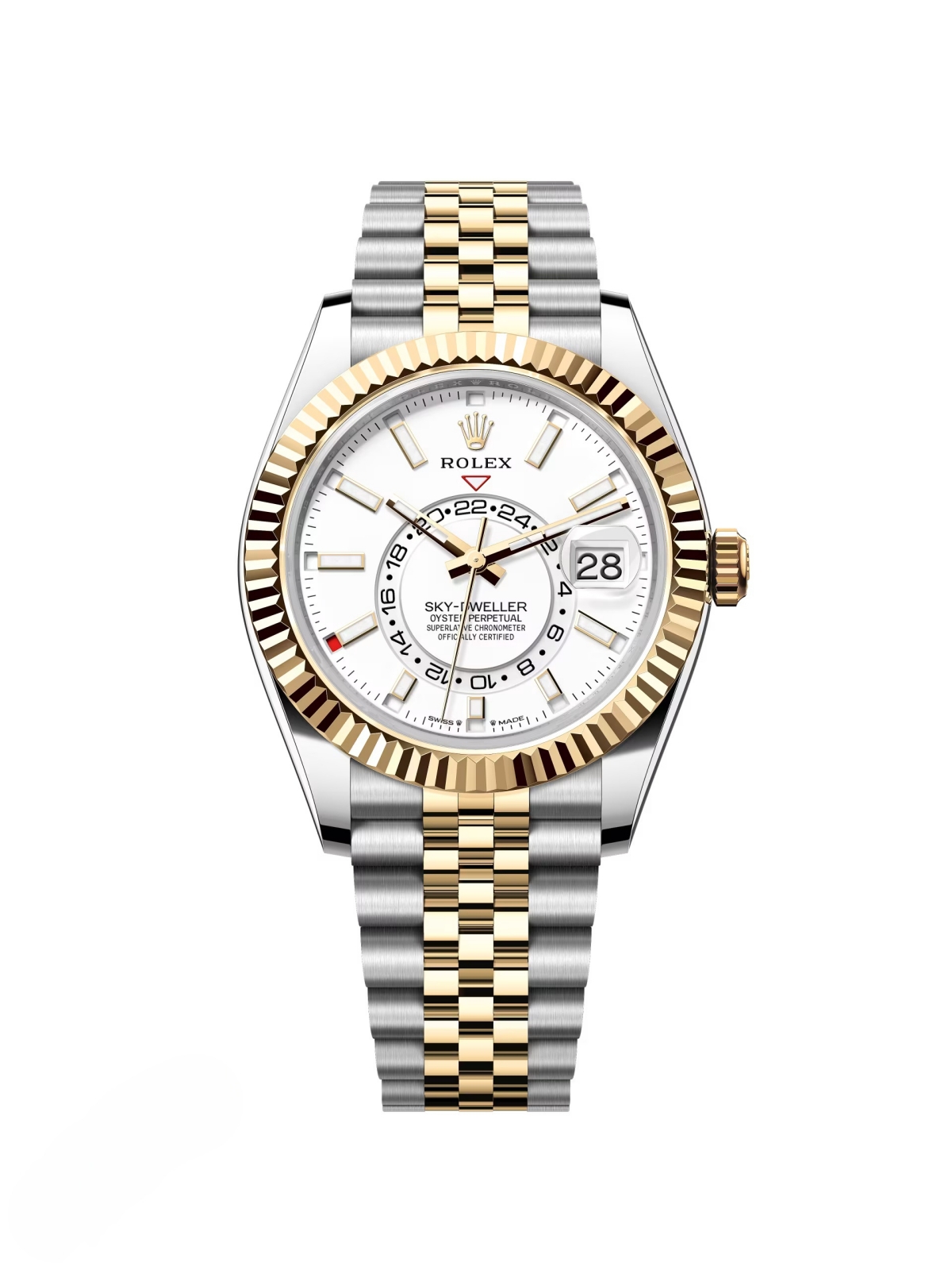 RLX Sky-Dweller 42mm 336933-0006 Two-Tone Yellow Gold White Dial Oyster - LITELUX