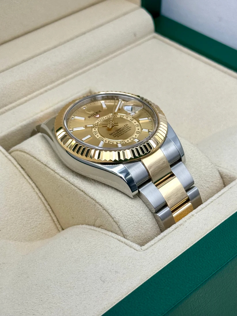 RLX Sky-Dweller 42mm 336933-0001 Two-Tone Yellow Gold Champagne Dial Oyster - LITELUX