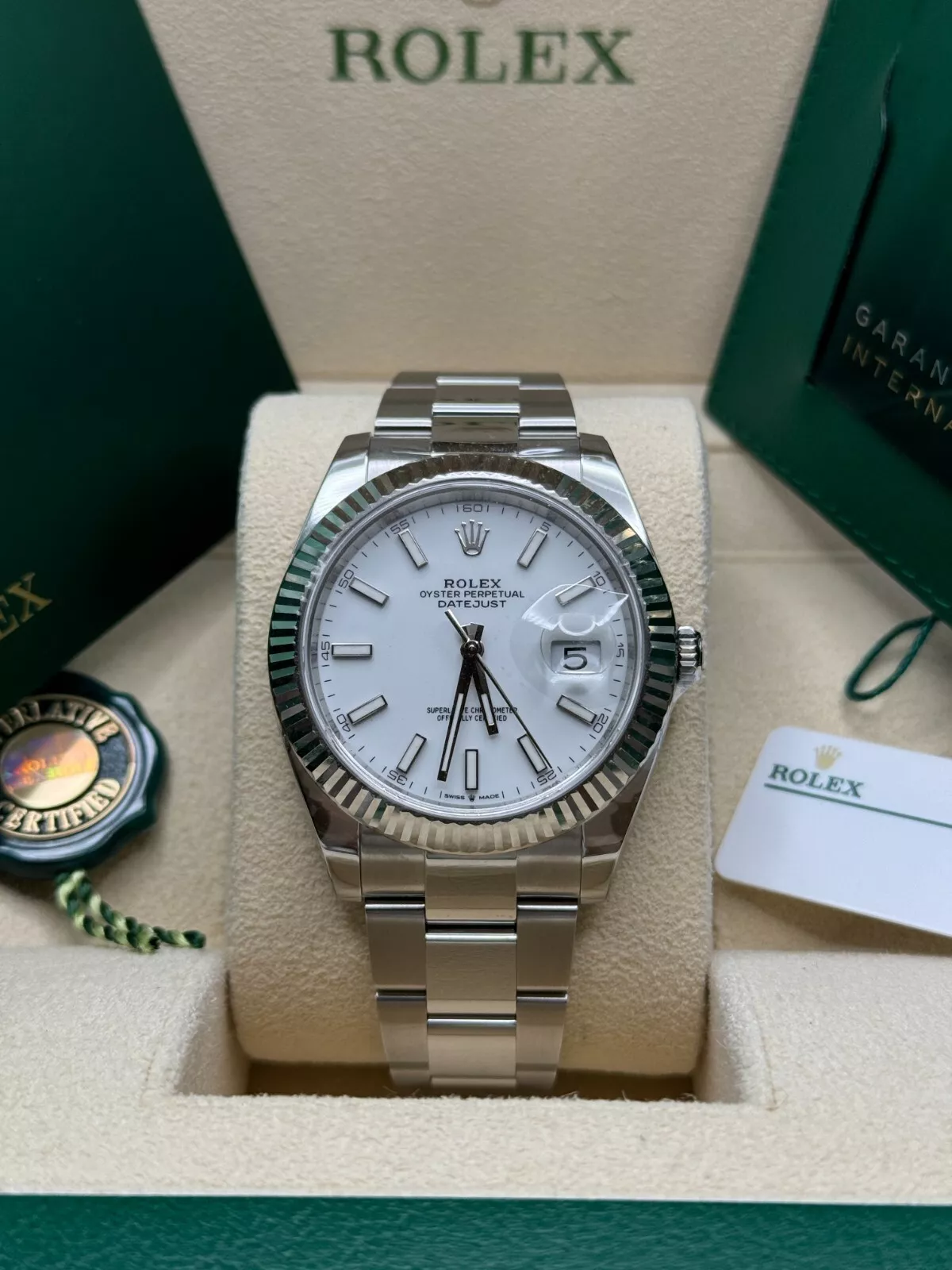 RLX Datejust 41mm White Index Oyster Stainless Steel Men’s Watch - 126334 - LITELUX