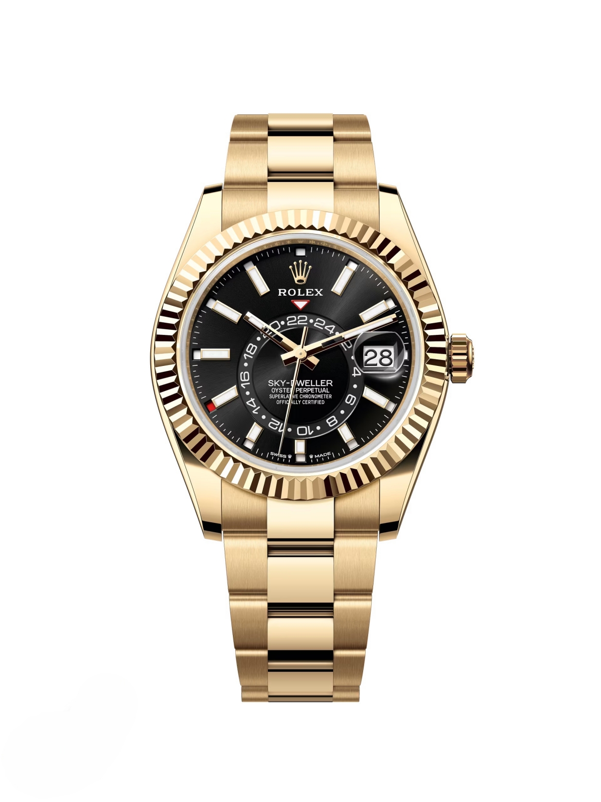 RLX Sky-Dweller 42mm 336938-0002 Yellow Gold Black Dial Oyster - LITELUX