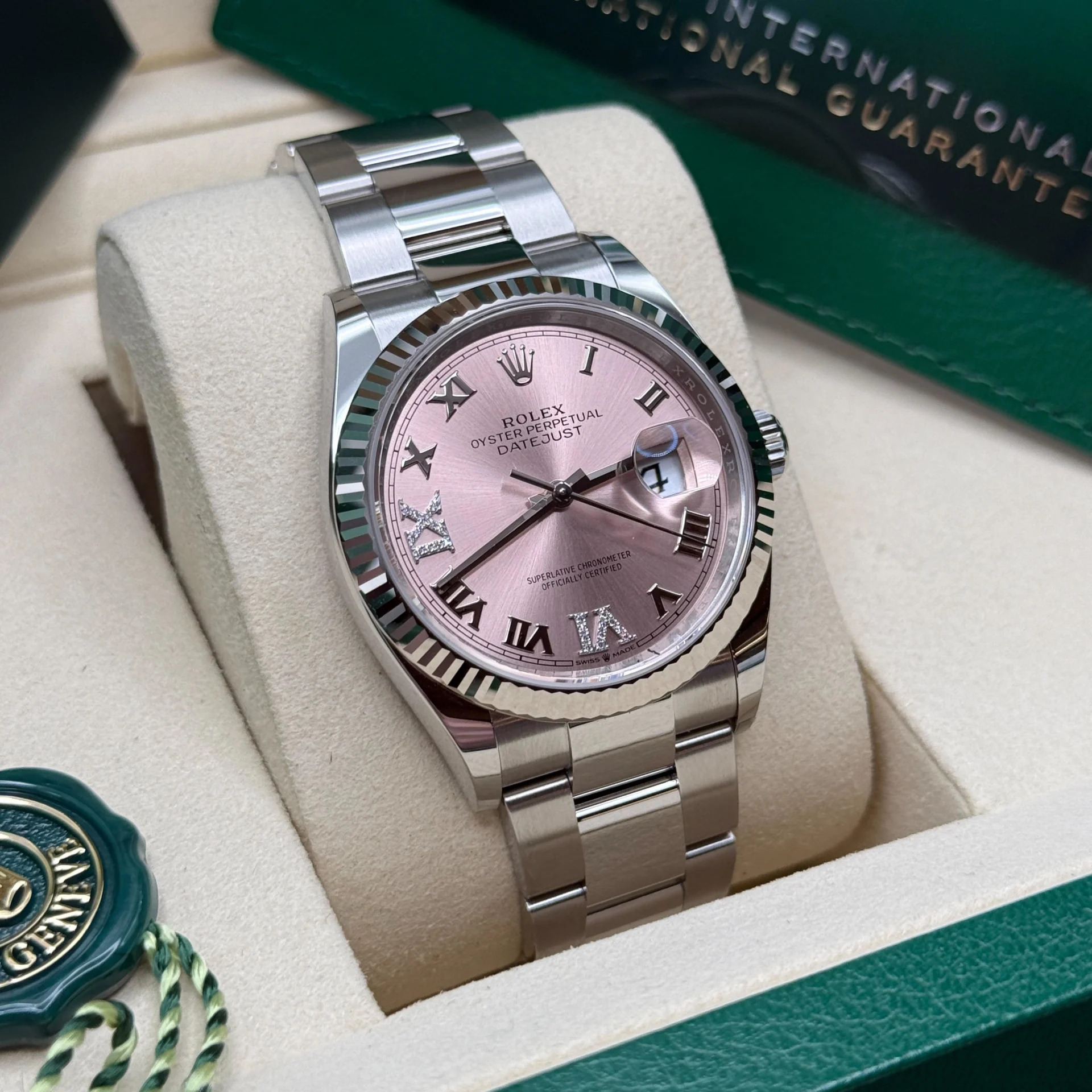 RLX Datejust 36mm 126234 Pink Roman Dial Oyster Stainless Steel - LITELUX