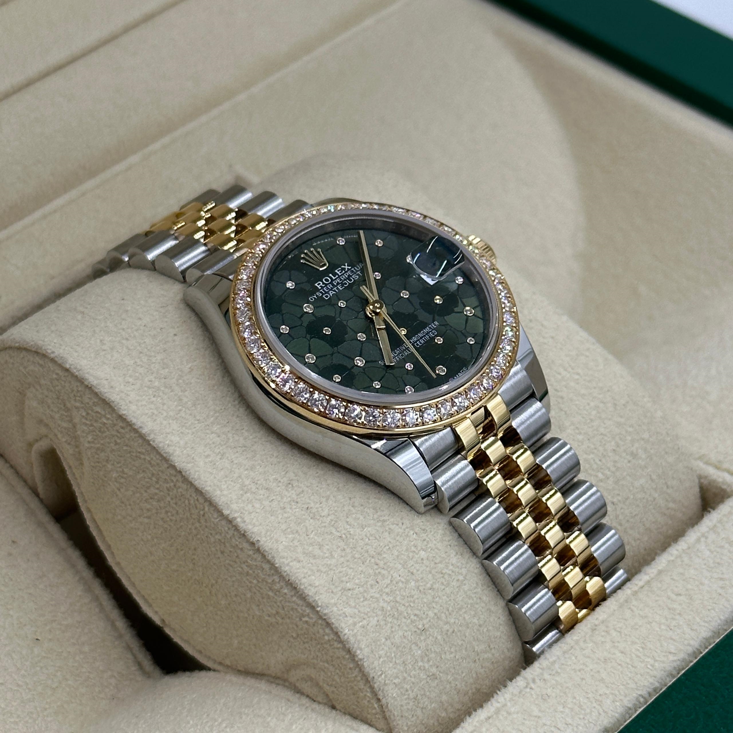 RLX Datejust m278383-0031/0032 31mm Green Floral Dial Oyster Bracelet - LITELUX
