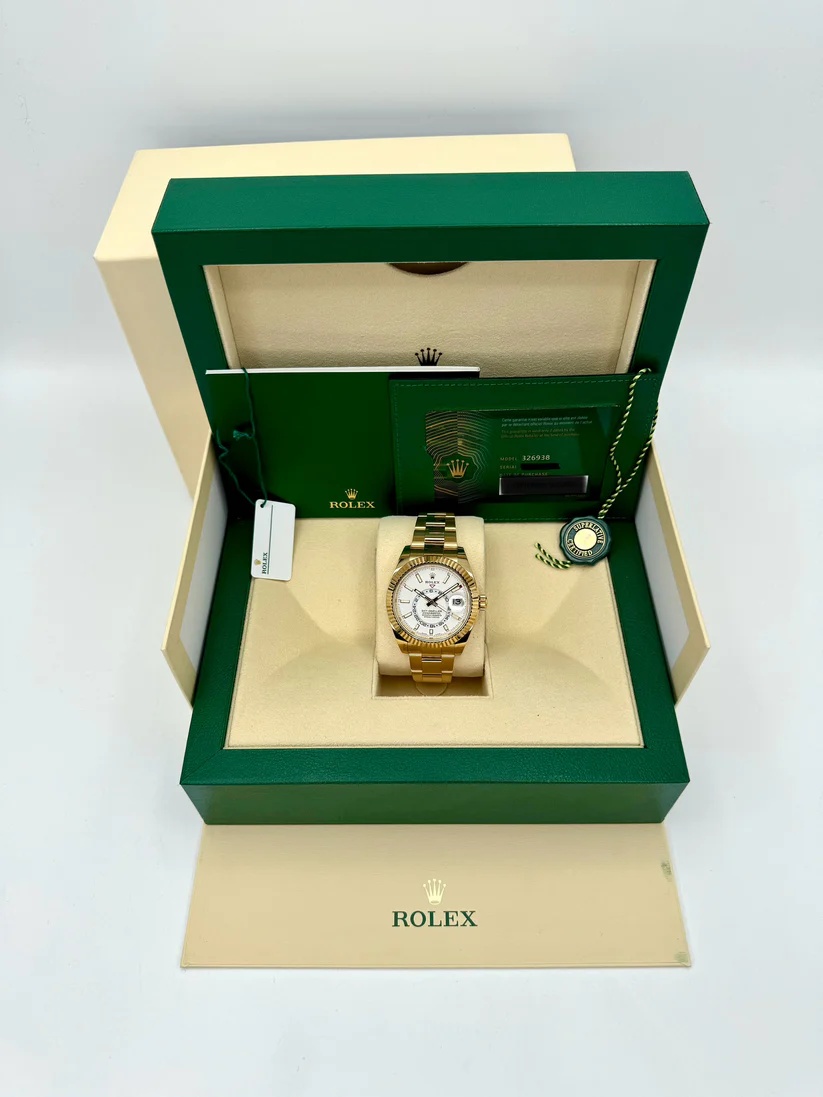 RLX Sky-Dweller 42mm 336938-0003 Yellow Gold White Dial - LITELUX