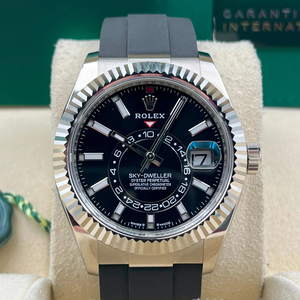 RLX Sky-Dweller 42mm White Gold Black Dial Oysterflex - 336239 - LITELUX