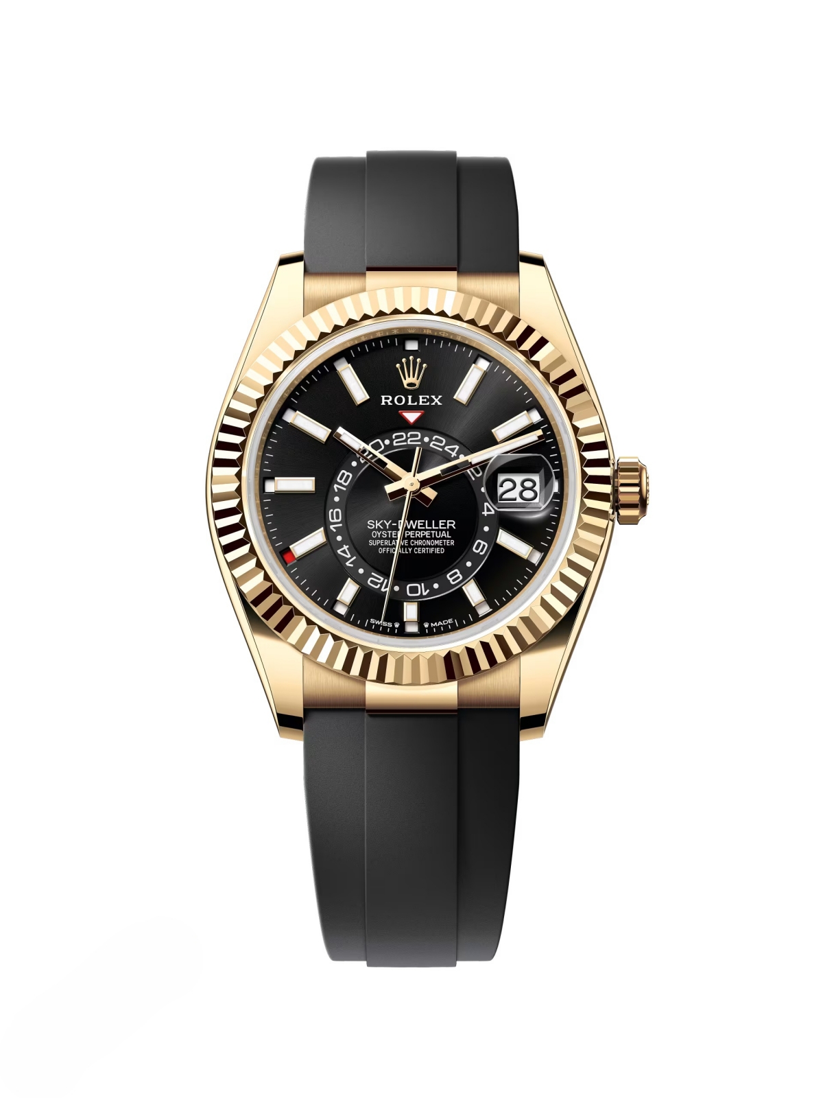 RLX Sky-Dweller 42mm 336238-0002 Yellow Gold Black Dial Oysterflex - LITELUX