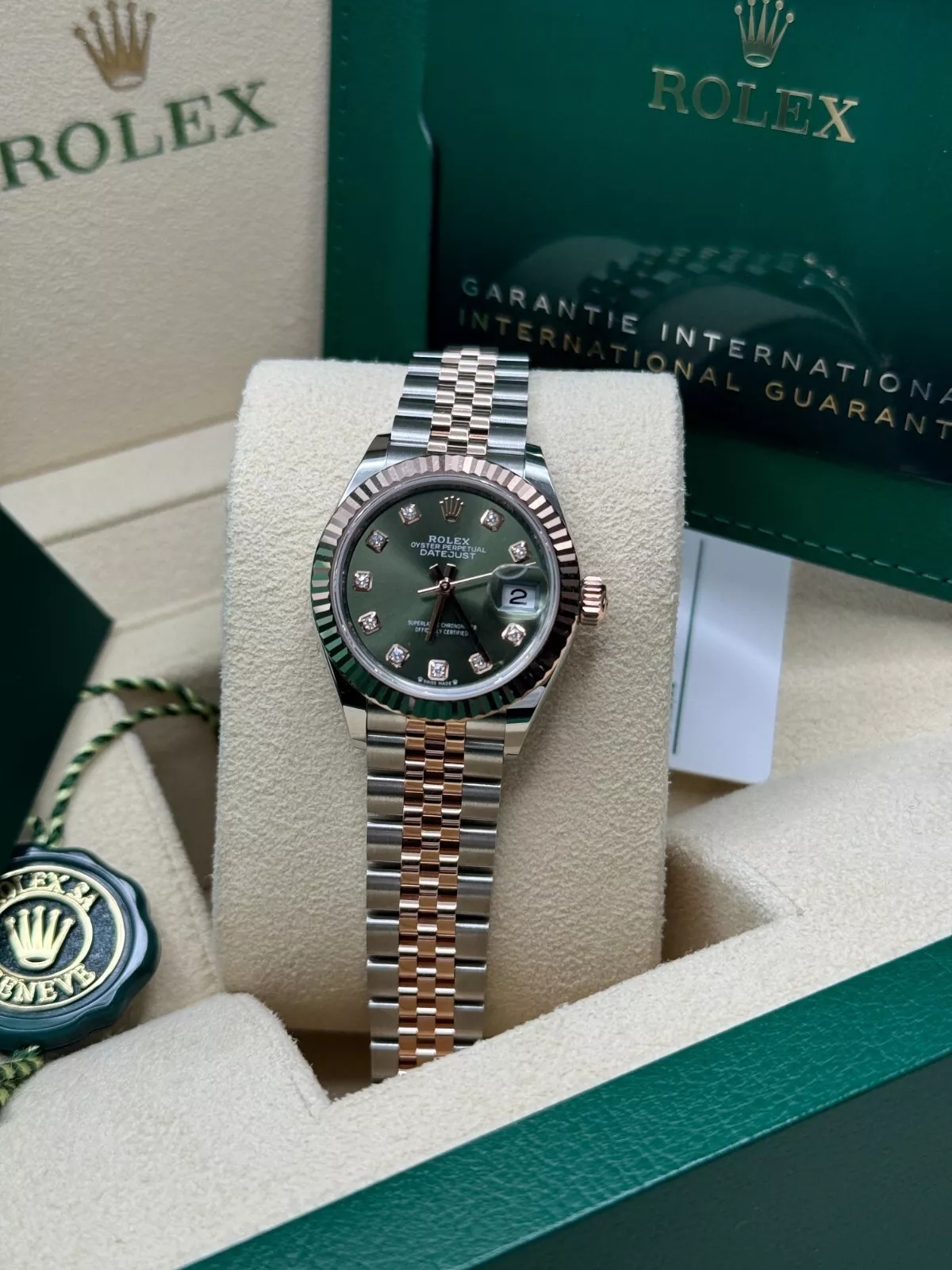 RLX Lady-Datejust 28mm 279171 Green Diamond Oyster Stainless Steel and Rose Gold - LITELUX