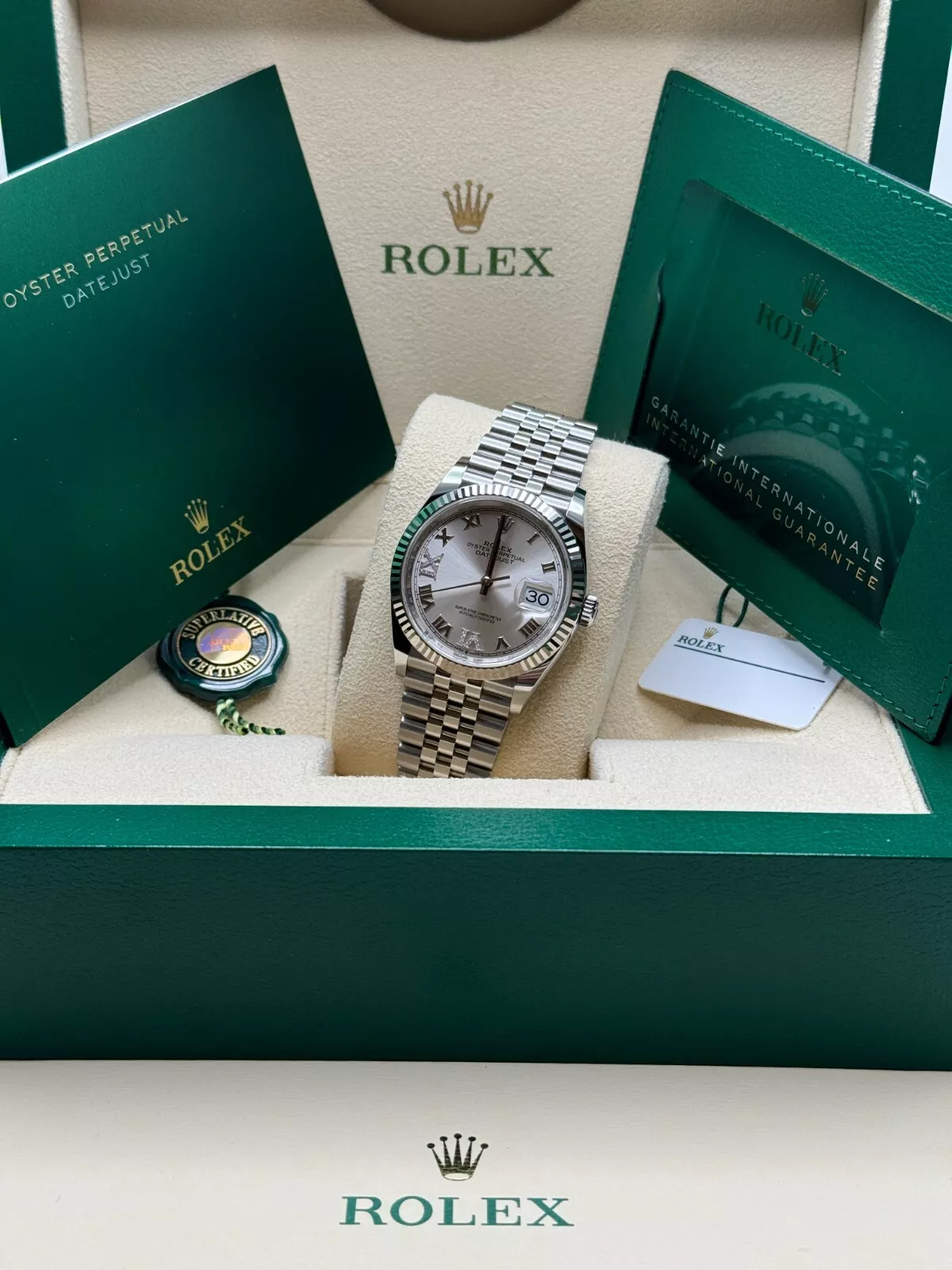 RLX Datejust 36mm 126234 White Roman Dial Oyster Stainless Steel Mens - LITELUX