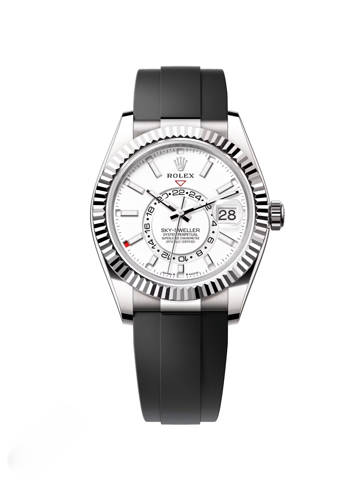 RLX Sky-Dweller 42mm White Gold White Dial Oysterflex - 336239 - LITELUX