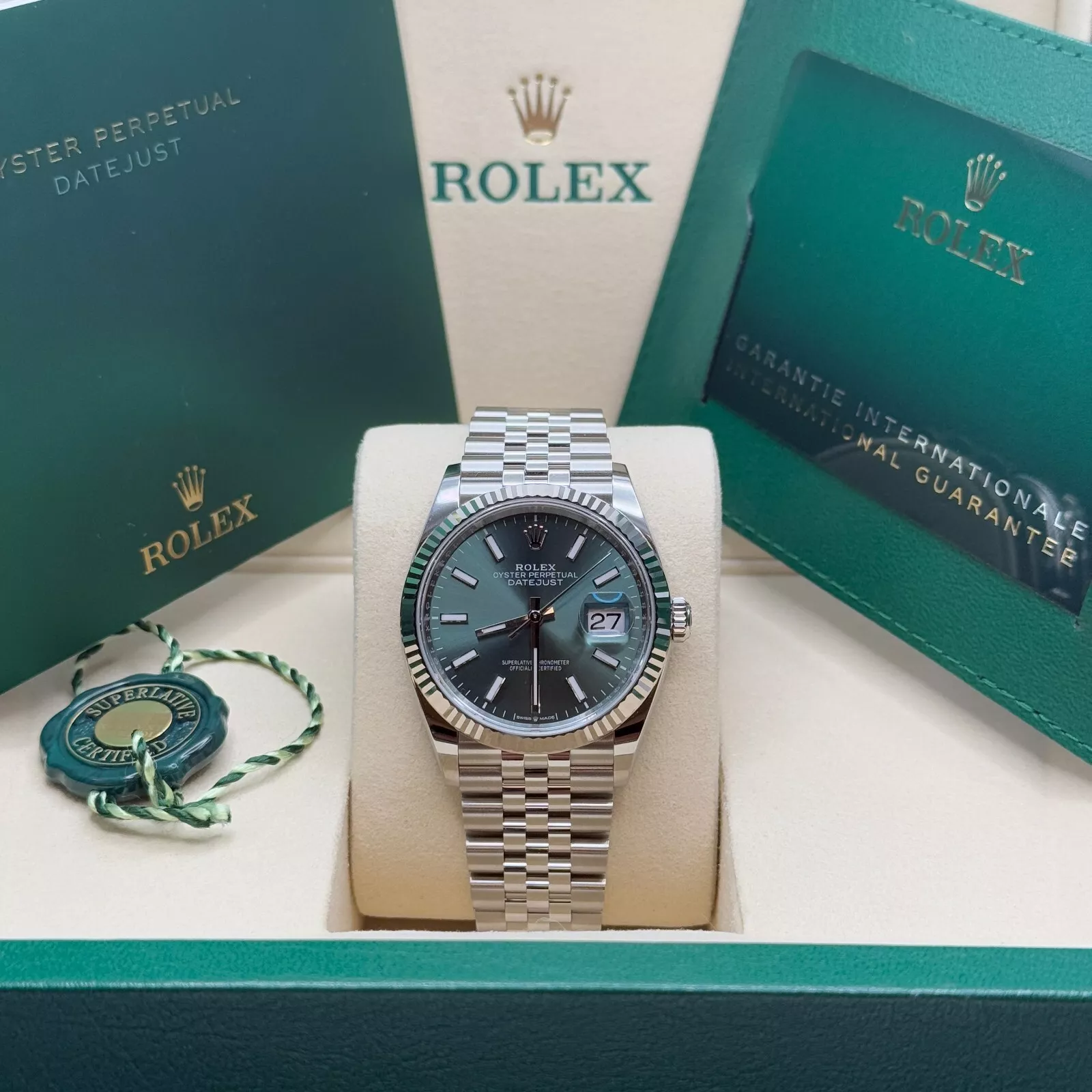 RLX Datejust 36mm 126234 Mint Green Dial Jubilee Bracelet Watch - LITELUX