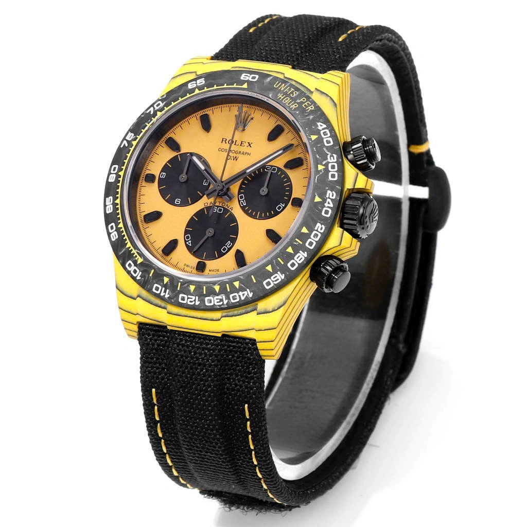 12A(Swiss movement)Rolex Cosmograph Daytona DIW Carbon Yellow “BUMBLEBEE” 40mm Replica 1:1 – Top Quality Version - LITELUX