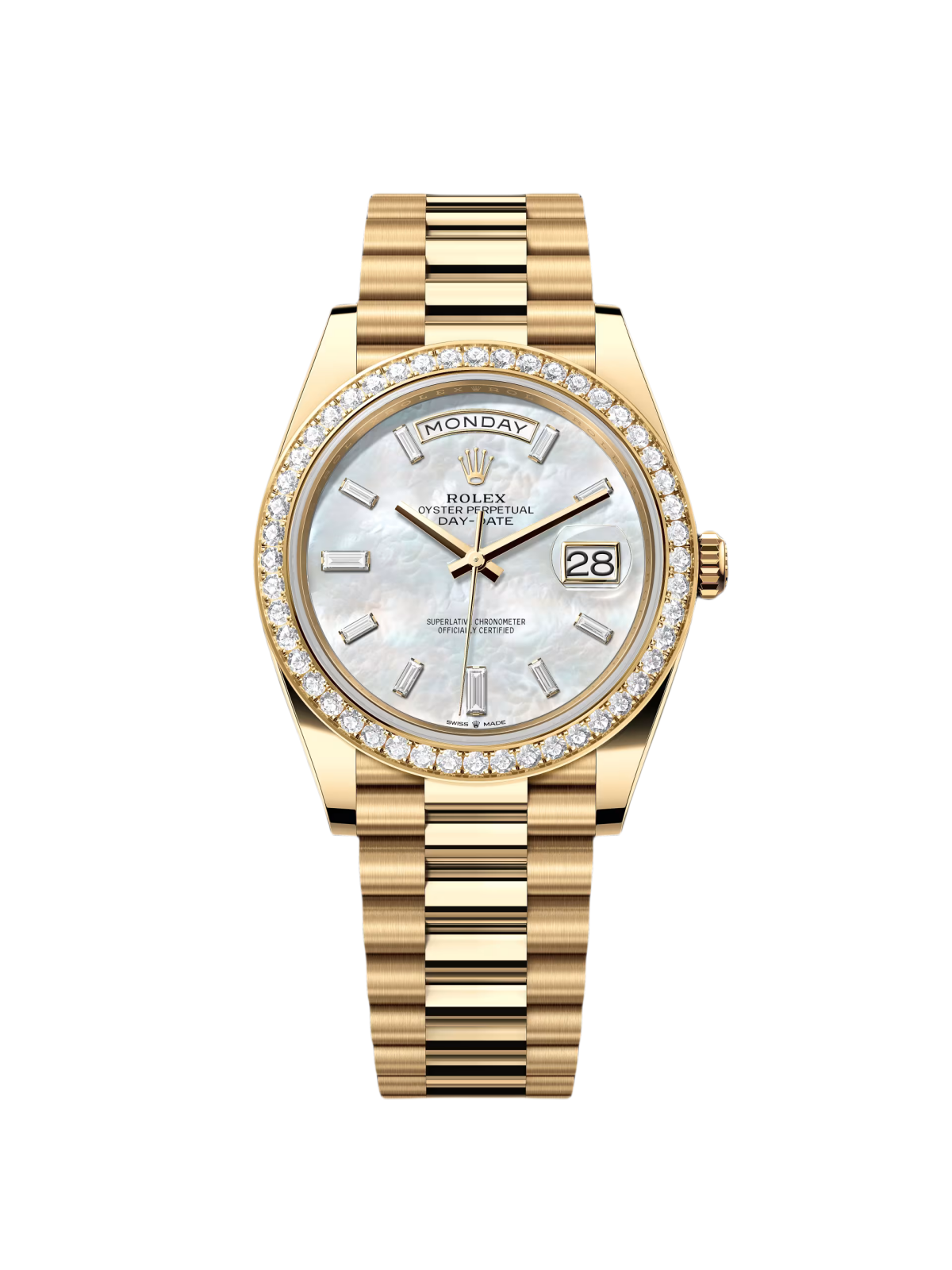 RLX Day-Date 40mm White Mother-of-Pearl Dial President Watch 228348RBR-0046 - LITELUX