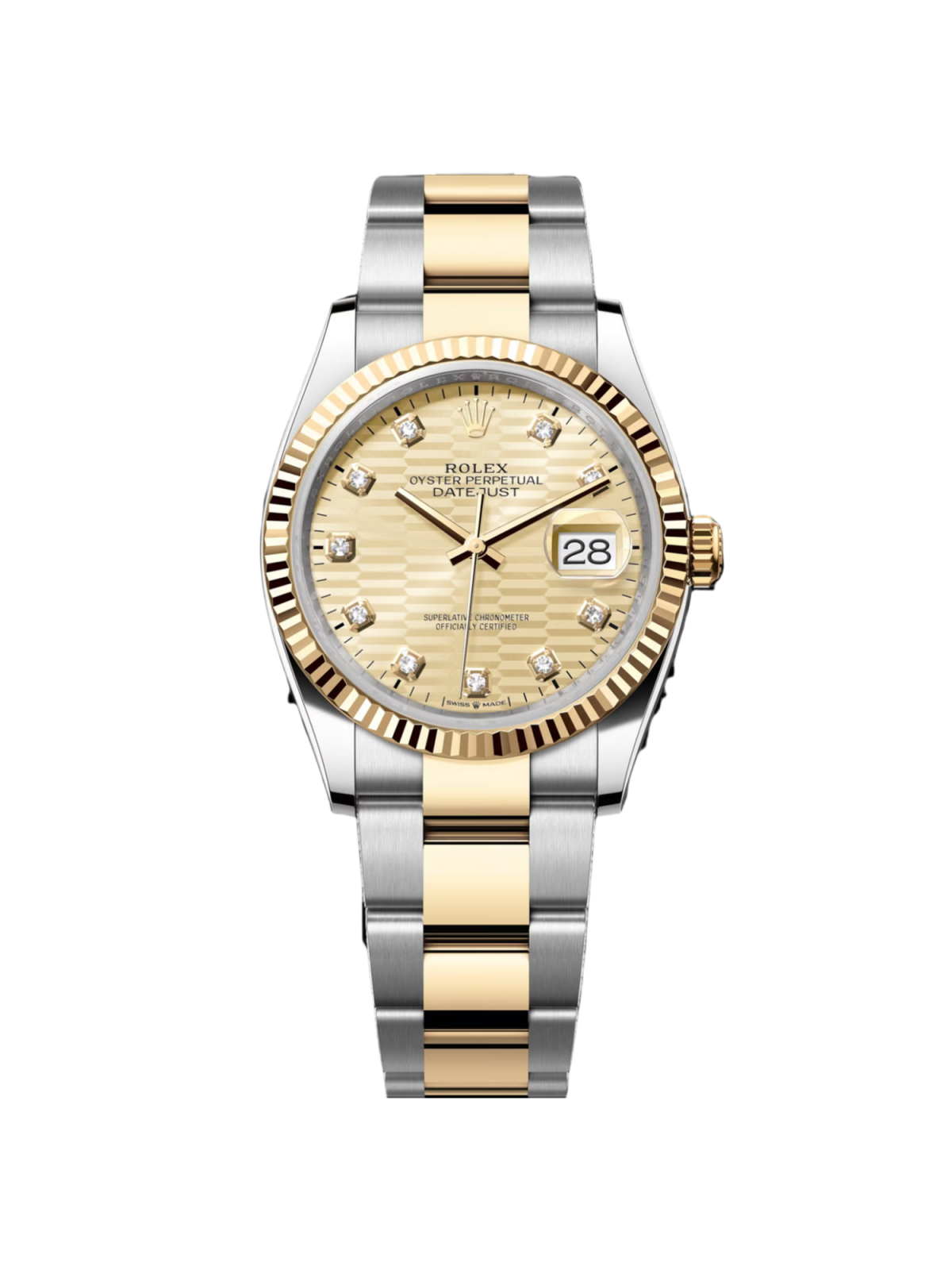 RLX Datejust 36mm 126233 Champagne Fluted Motif Diamond Dial Jubilee Bracelet - LITELUX