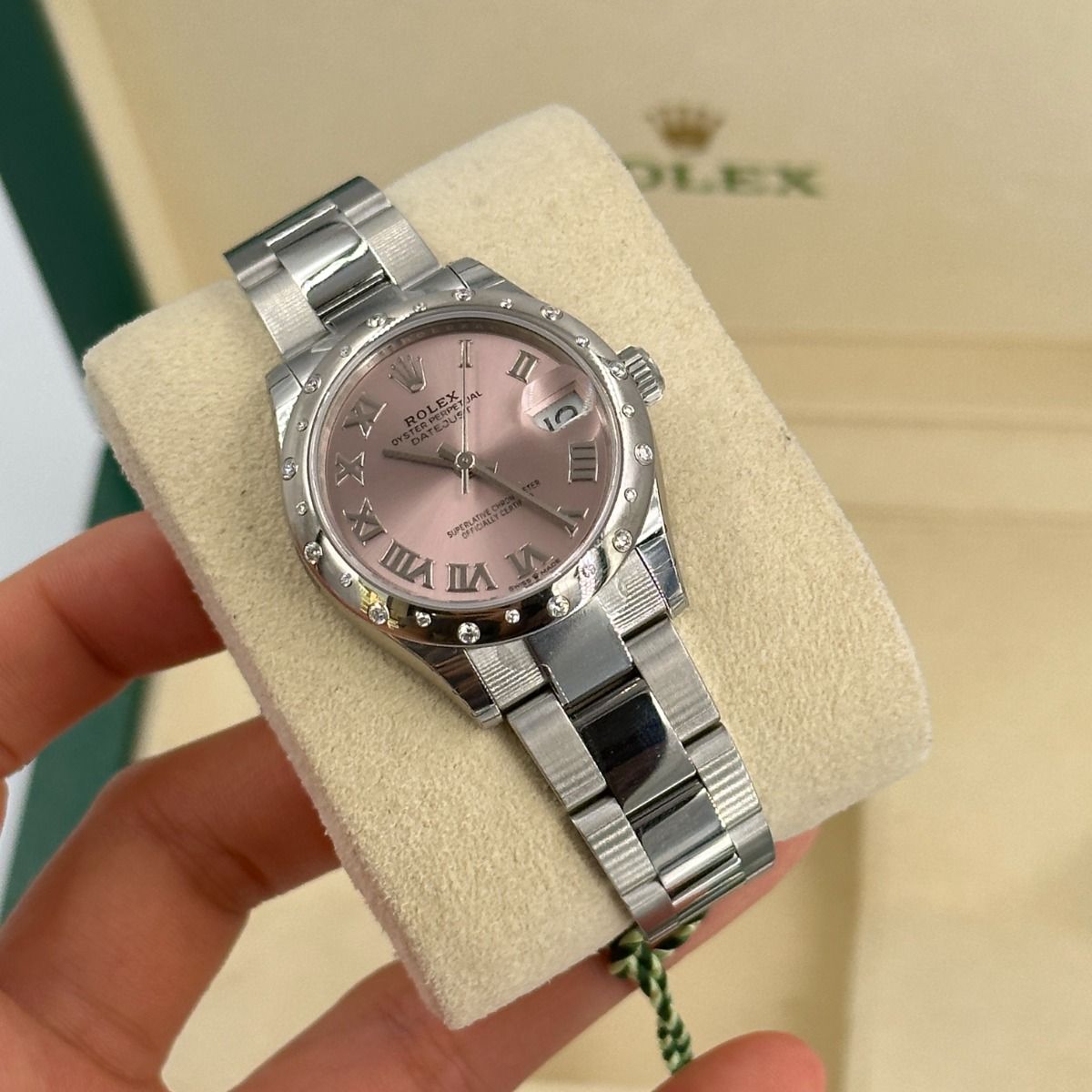 RLX Datejust m278344-0021/0022 Pink Dial 31mm Domed Diamond Oyster Watch - LITELUX