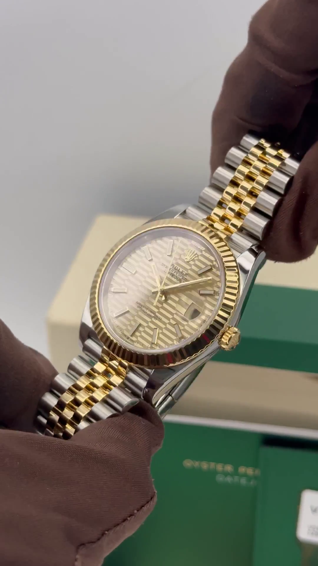 RLX Datejust 41mm Swiss Replica Watch | Two Tone Jubilee Bracele Champagne Fluted Dial Ref 126333 - LITELUX