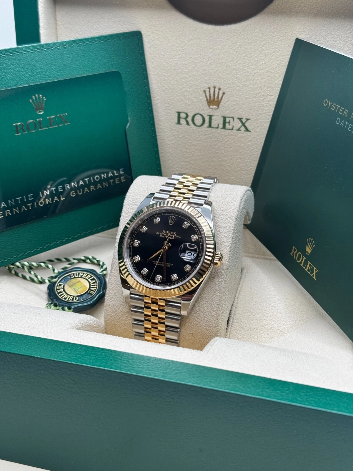 RLX Datejust 41mm 126333 Black Diamond Jubilee Steel and Yellow Gold Men’s Watch - LITELUX